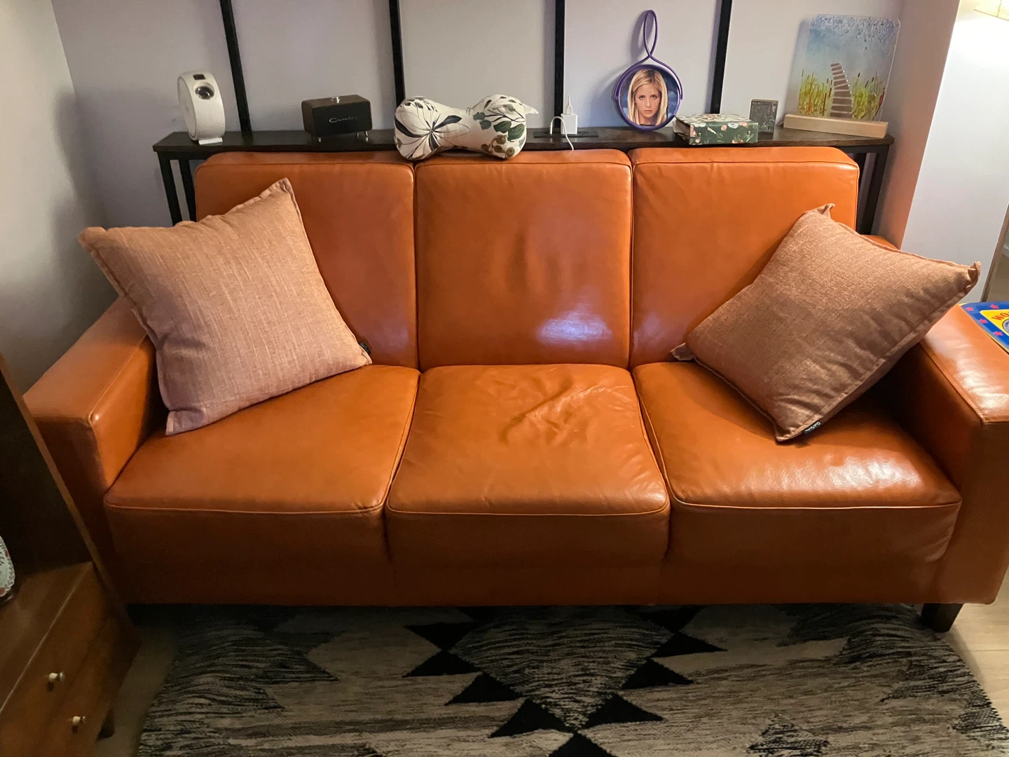 Orange Leather Sofa