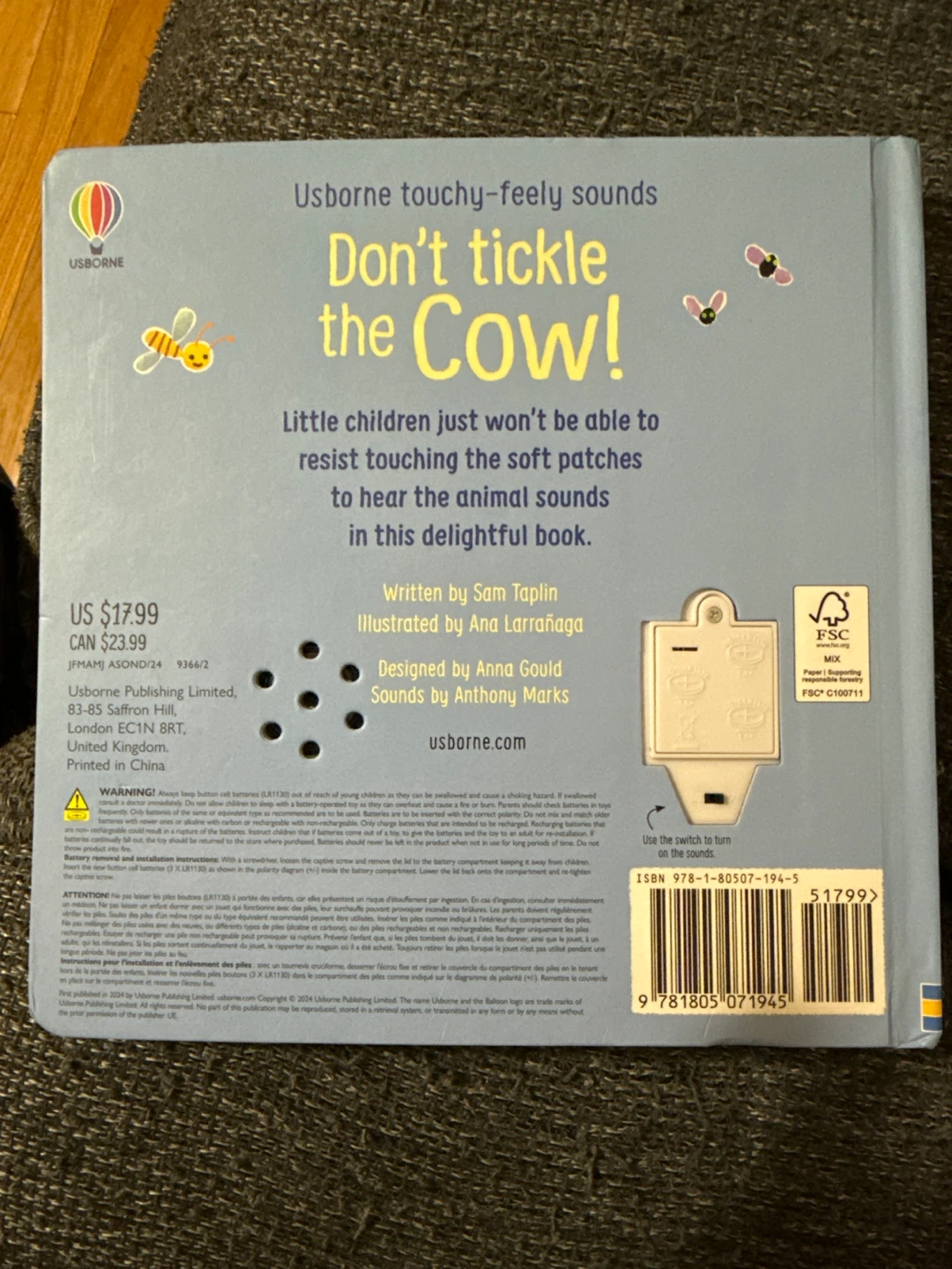🥕Usborne Touchy-Feely Sounds: Don't Tickle the Cow! Book - photo 2
