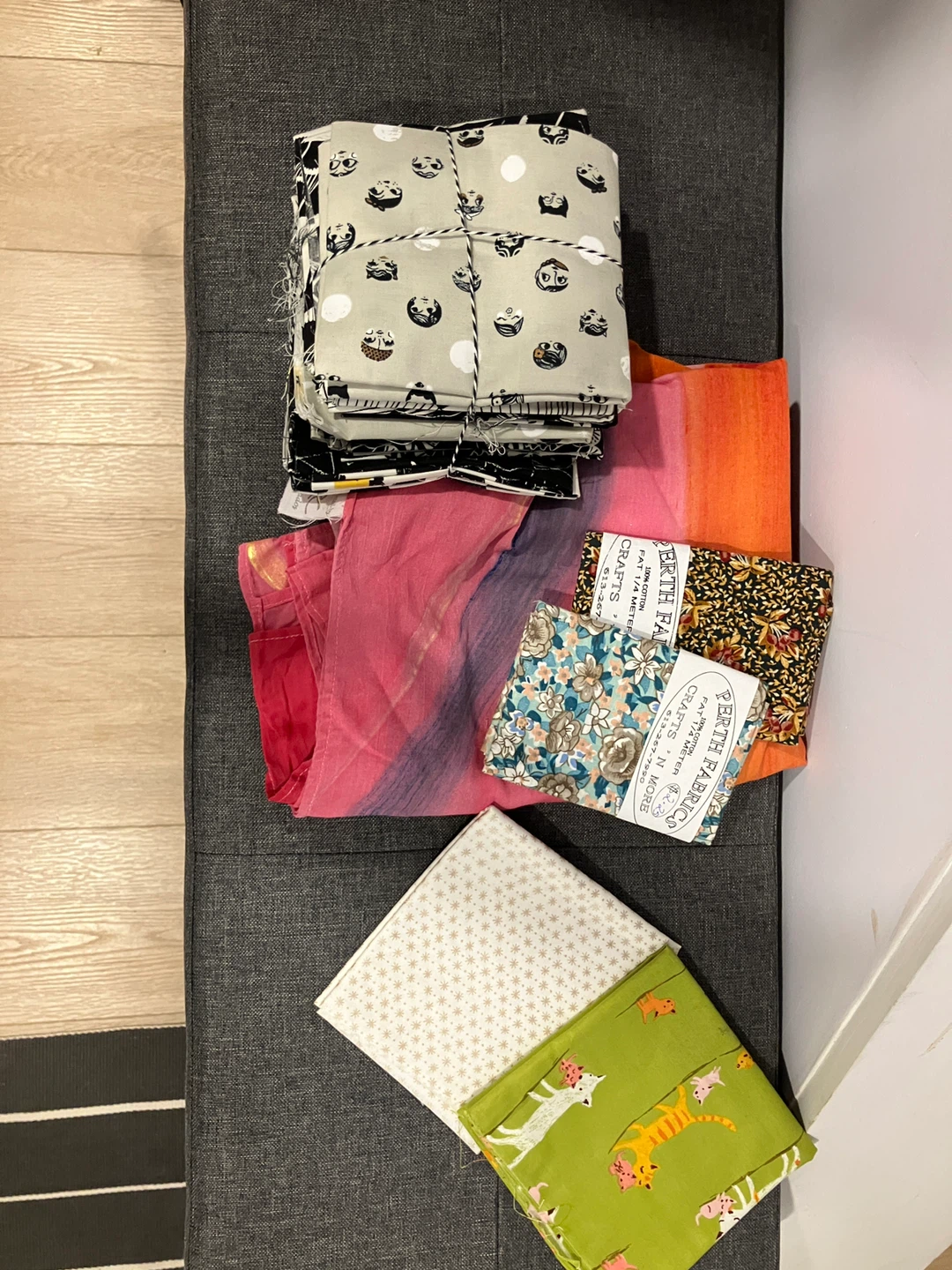 Fabric includes cute black and white quilting squares