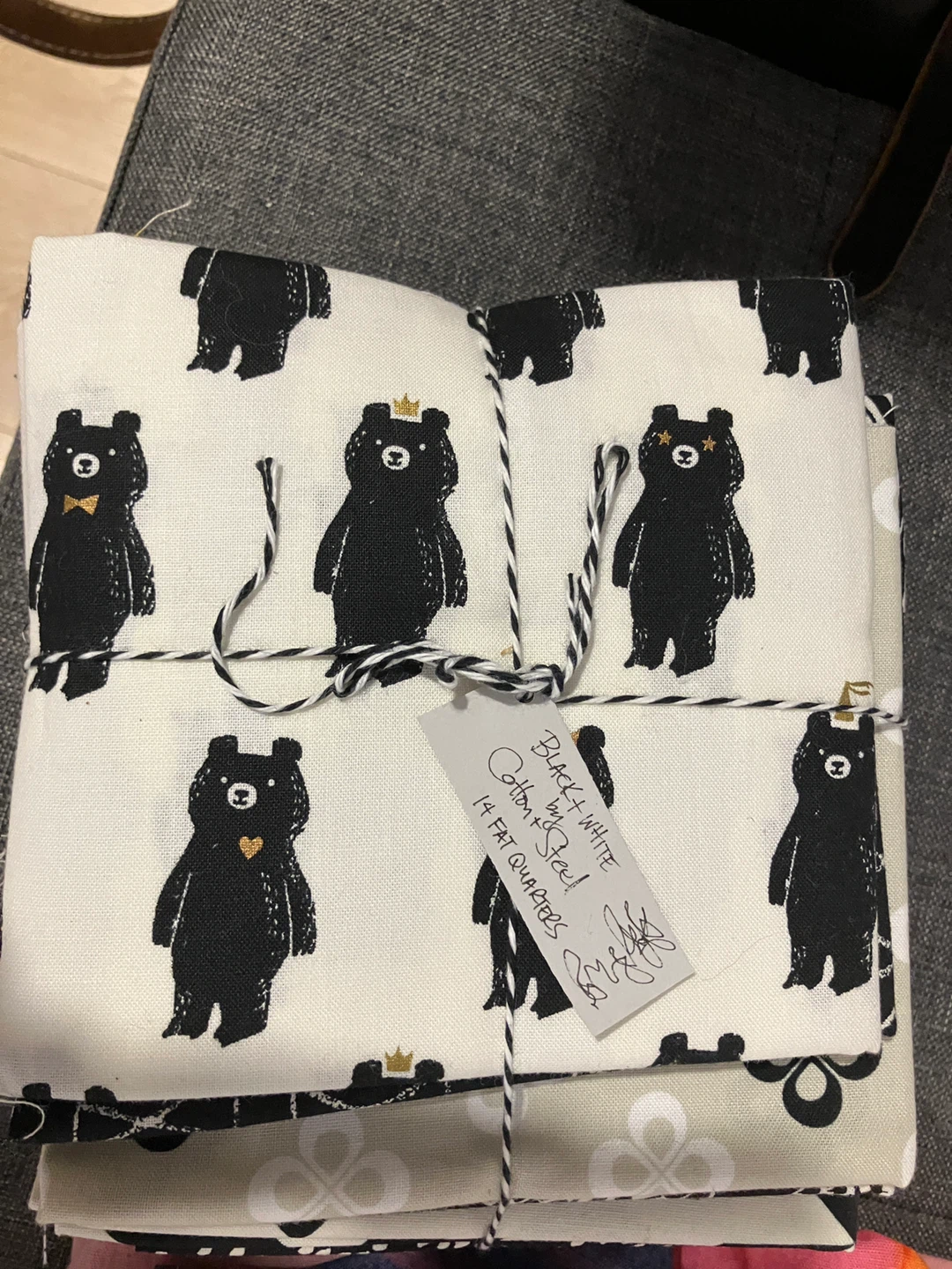 Fabric includes cute black and white quilting squares - photo 3