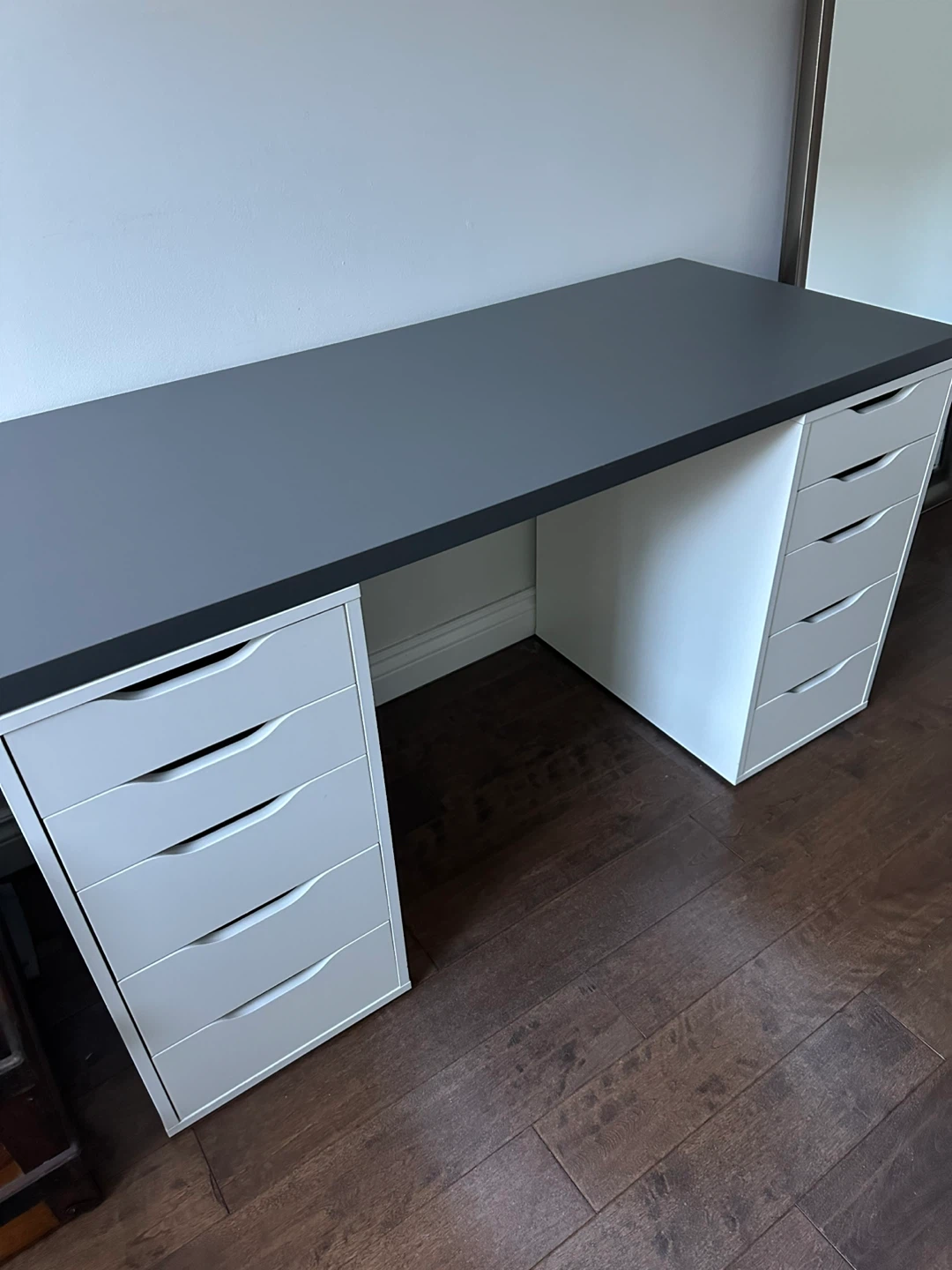IKEA desk and Structube black chair