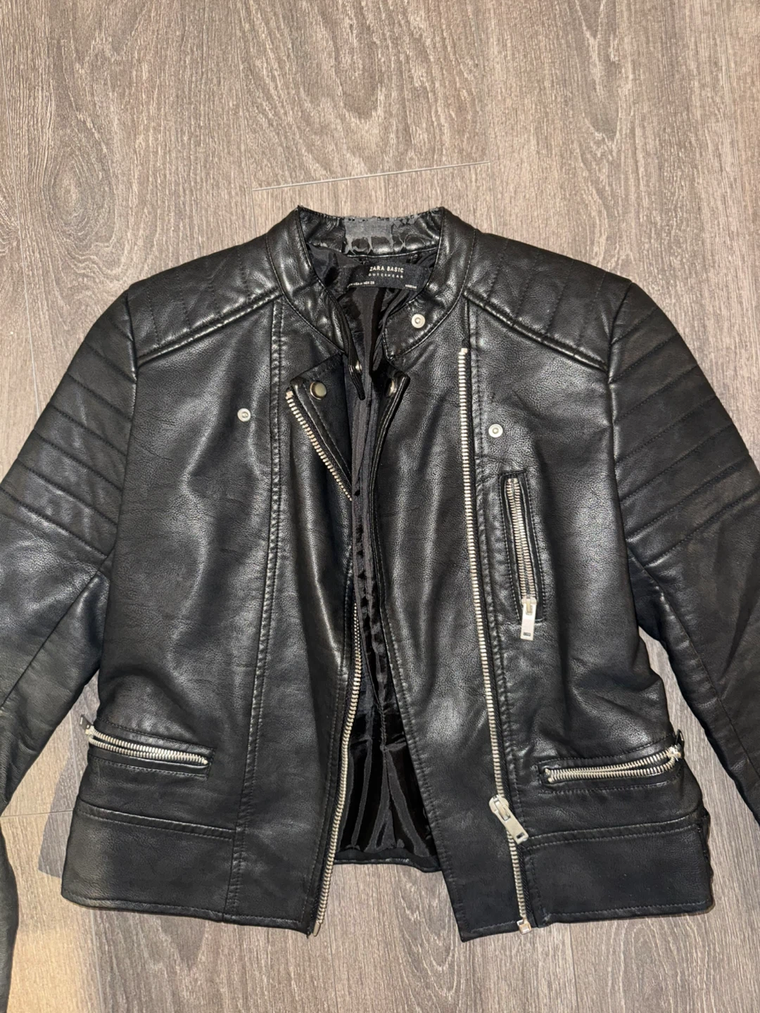Zara Basic Black Faux Leather Jacket