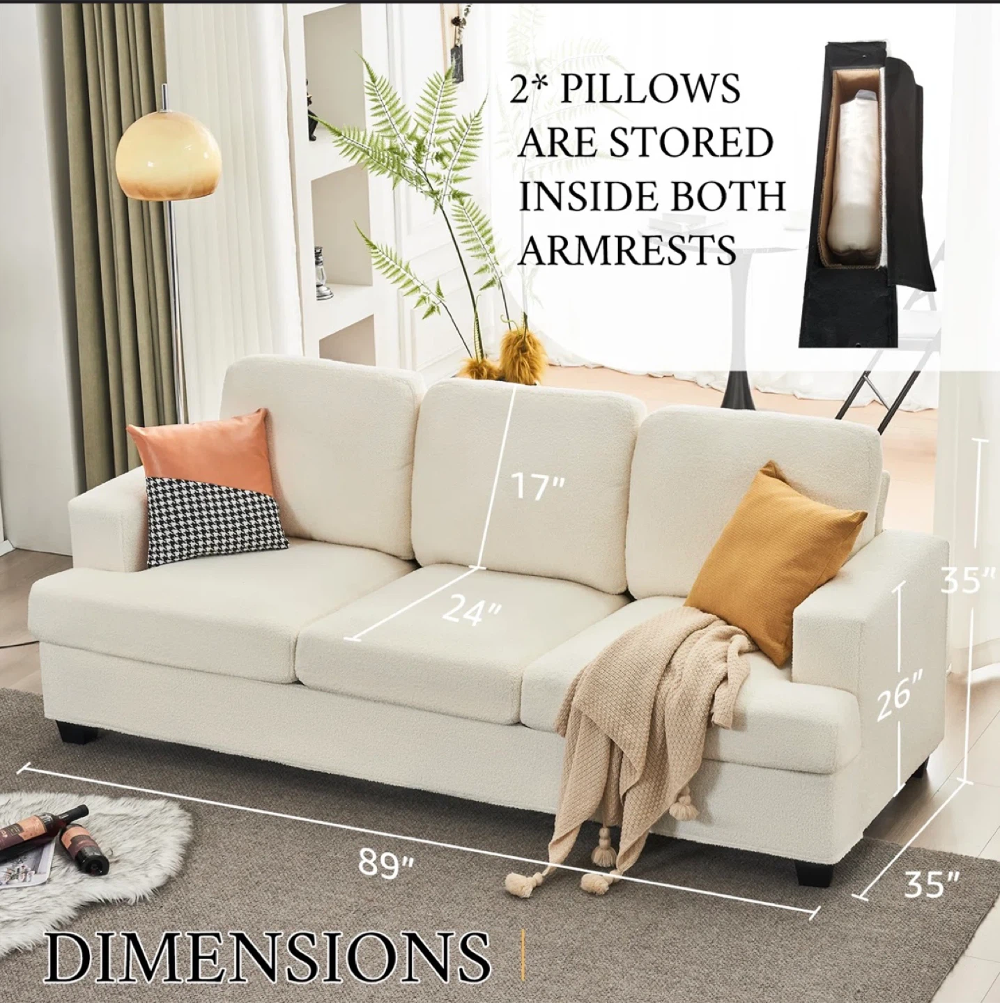 Beige 3-Seater Sofa (from Wayfair) - photo 4