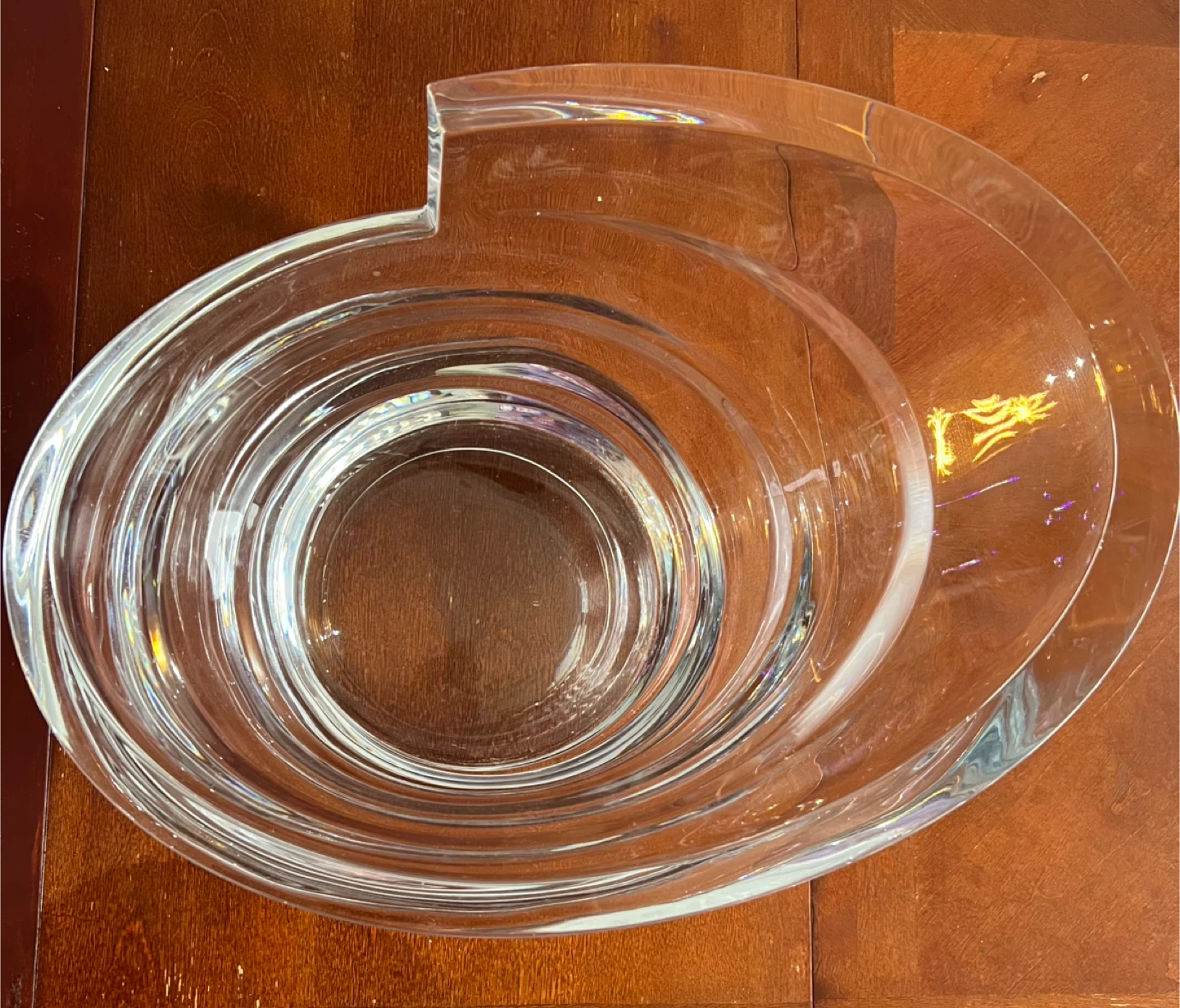 Unique Clear Glass Spiral Bowl