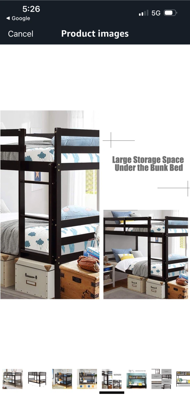 New Espresso Wood Twin Bunk Bed Frame - photo 5