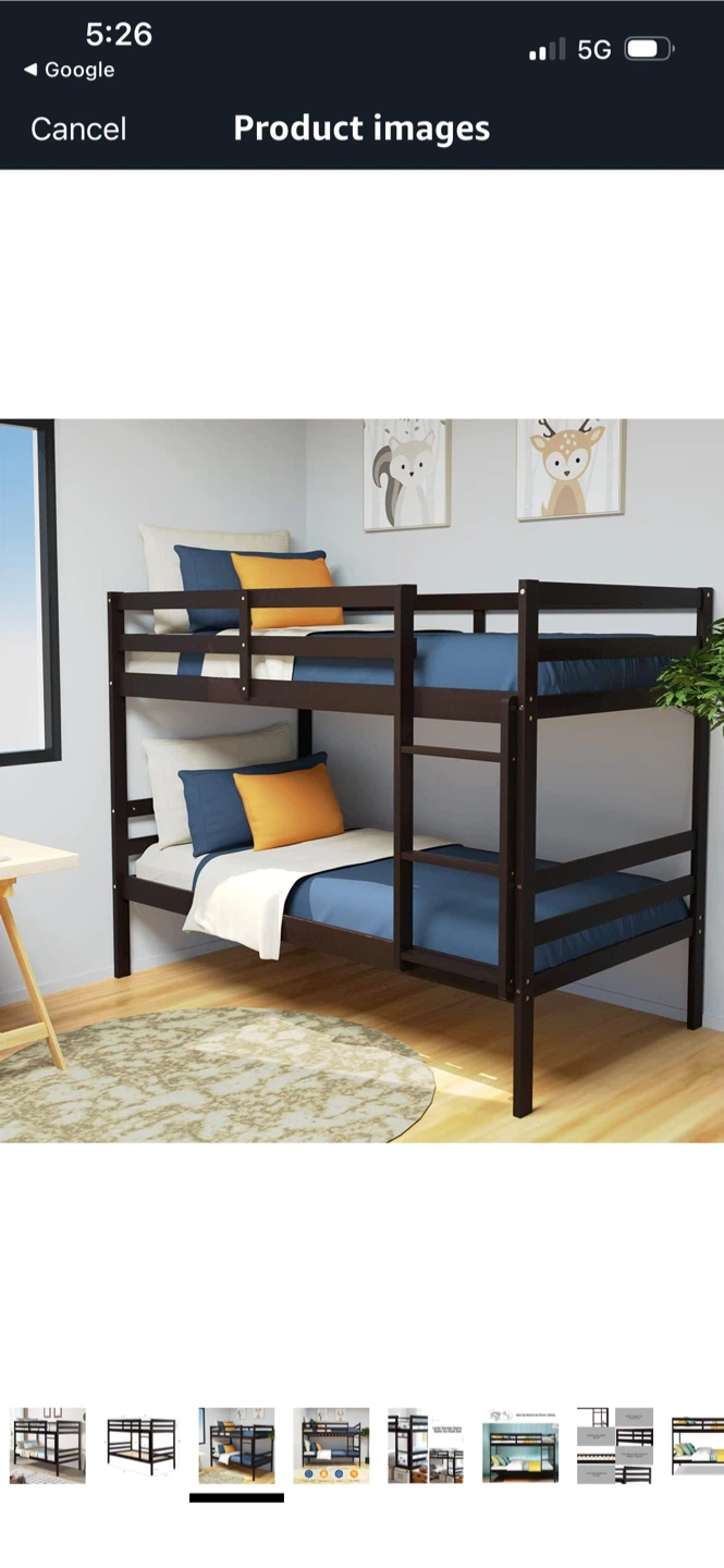 New Espresso Wood Twin Bunk Bed Frame - photo 3