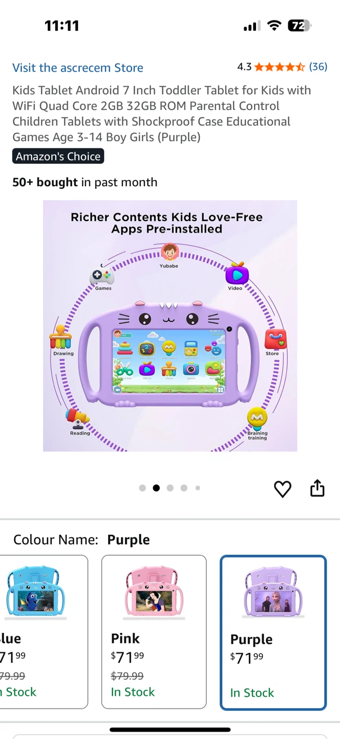 Ascrecem Kids Tablet - purple and blue  🧡
