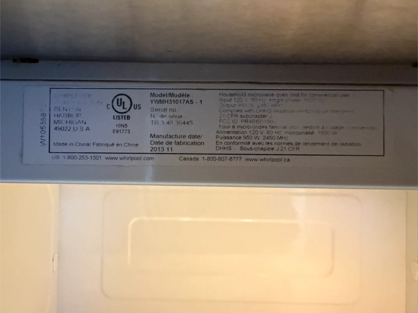 Whirlpool YWMH31017AS Microwave