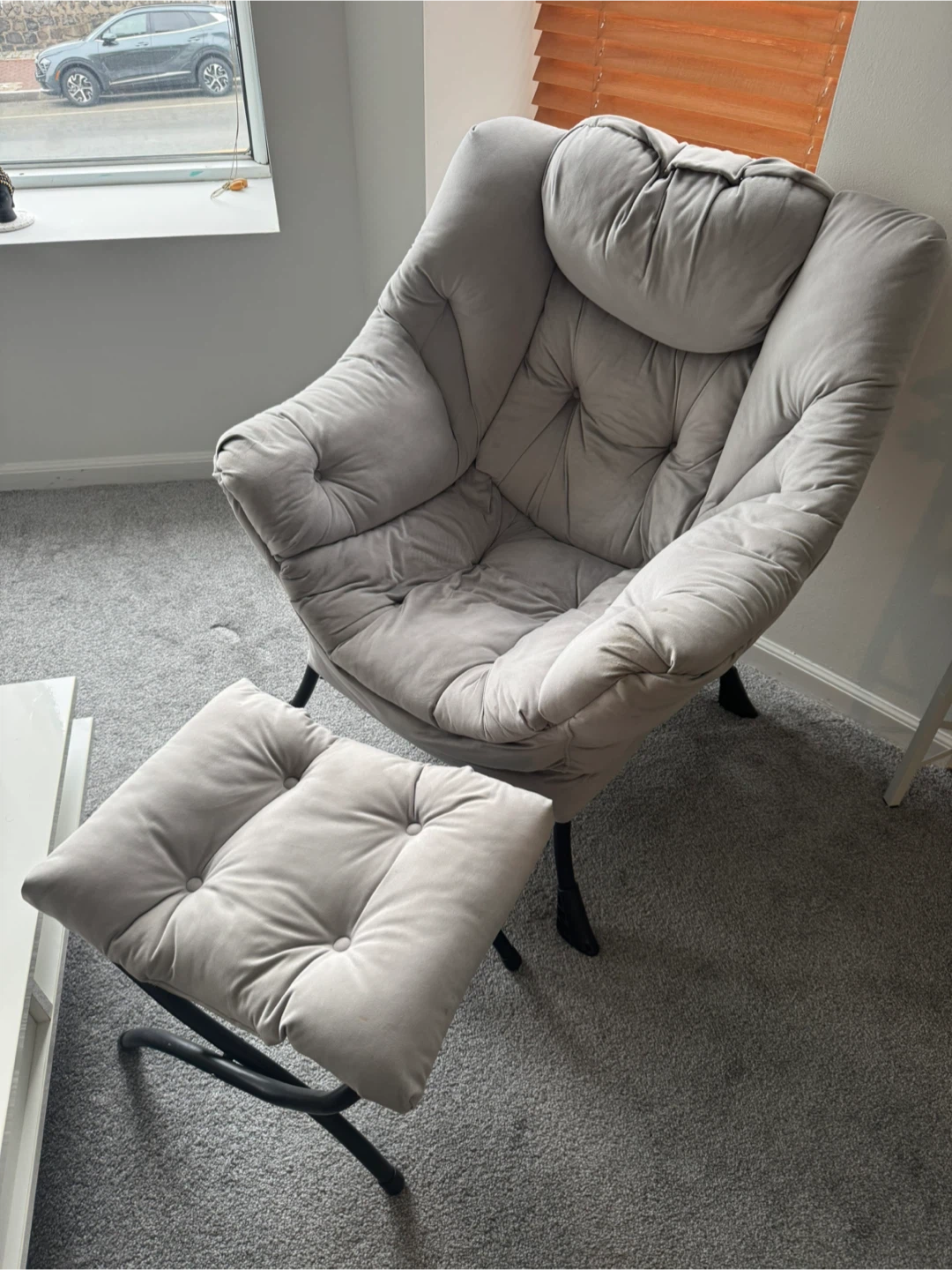 Gray Lazy Chair with Ottoman