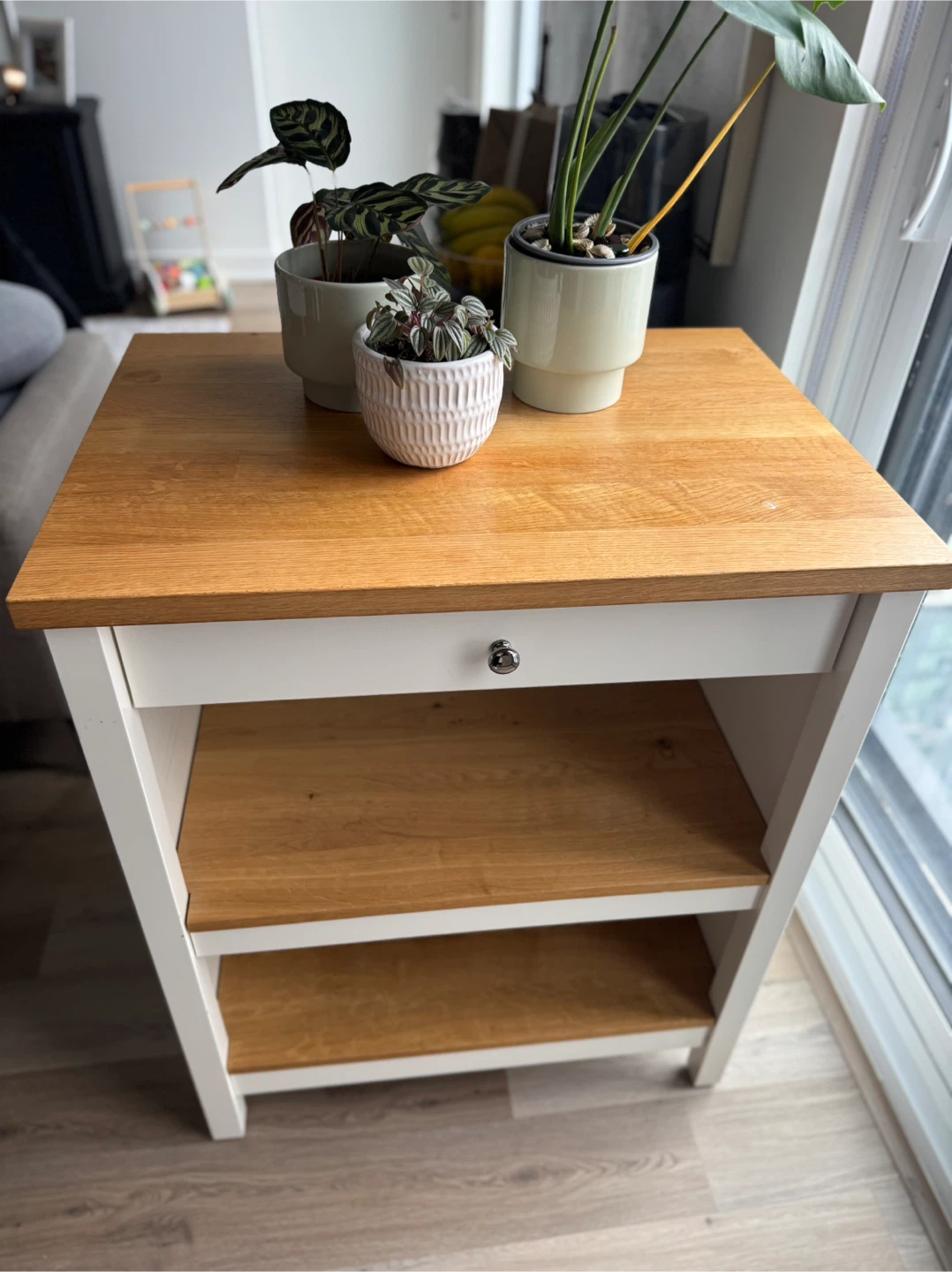 Modern Side Table with Drawer & Shelves – Excellent Condition - photo 5