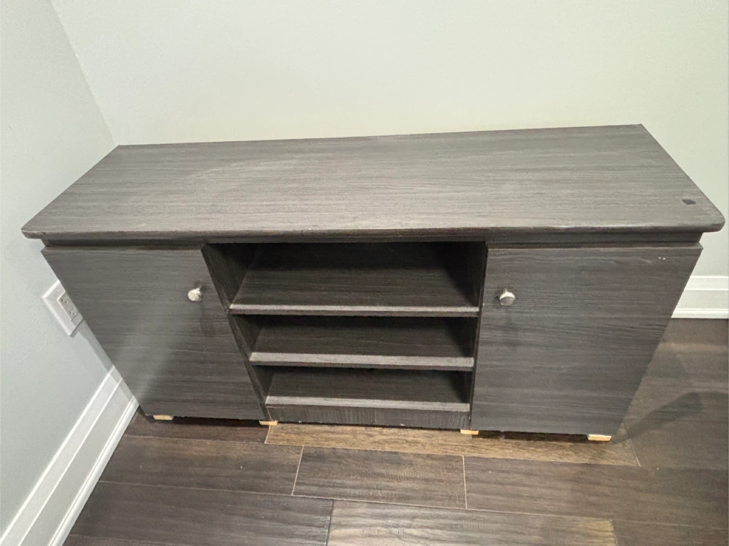 Grey Wood TV Stand - photo 2