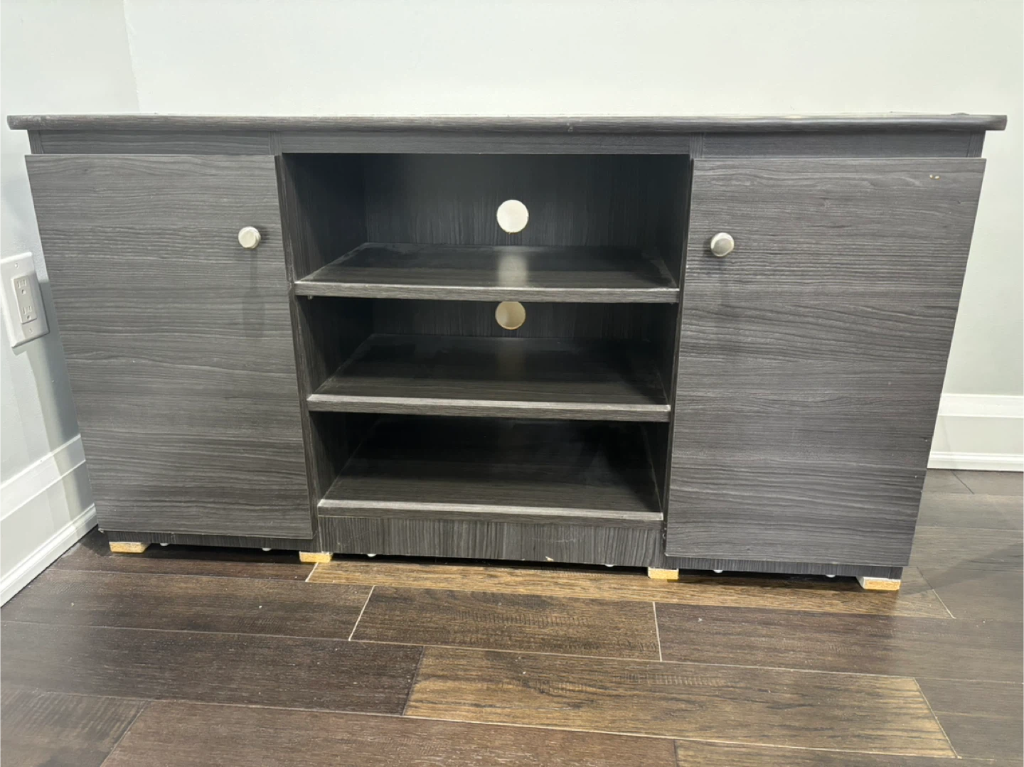 Grey Wood TV Stand