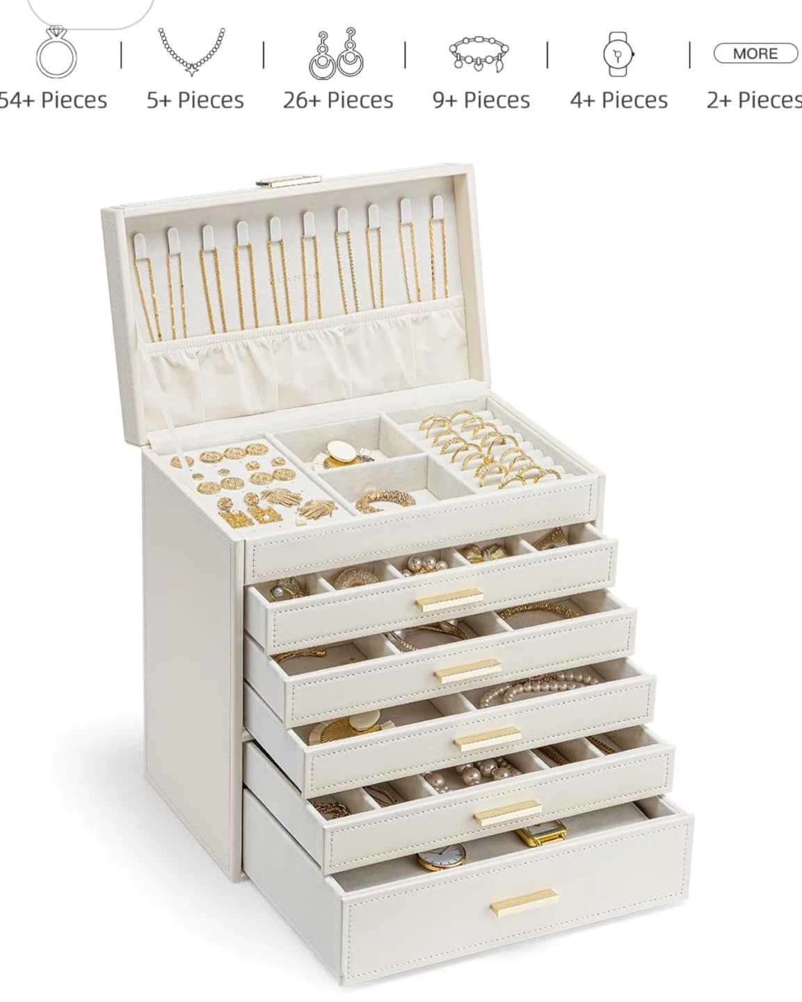 Vlando Jewelry Box Organizer - White