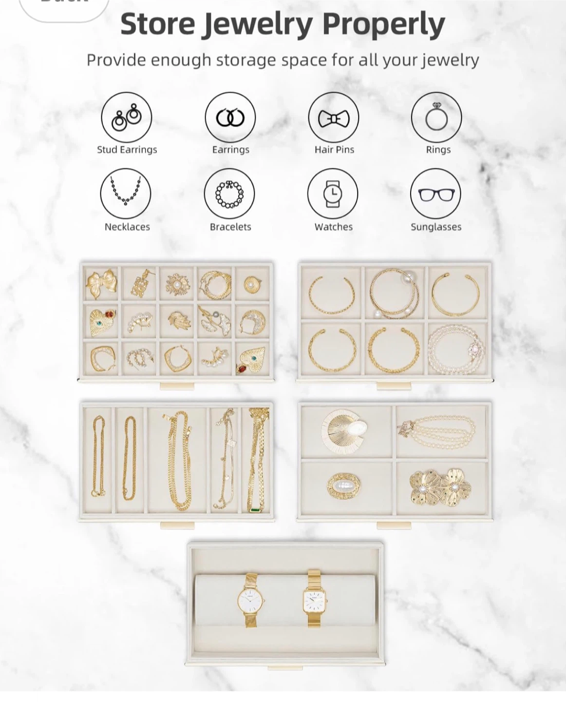 Vlando Jewelry Box Organizer - White - photo 4
