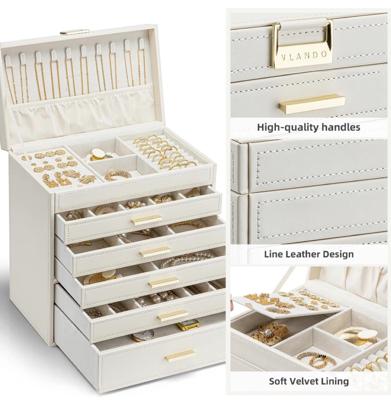 Vlando Jewelry Box Organizer - White - photo 3