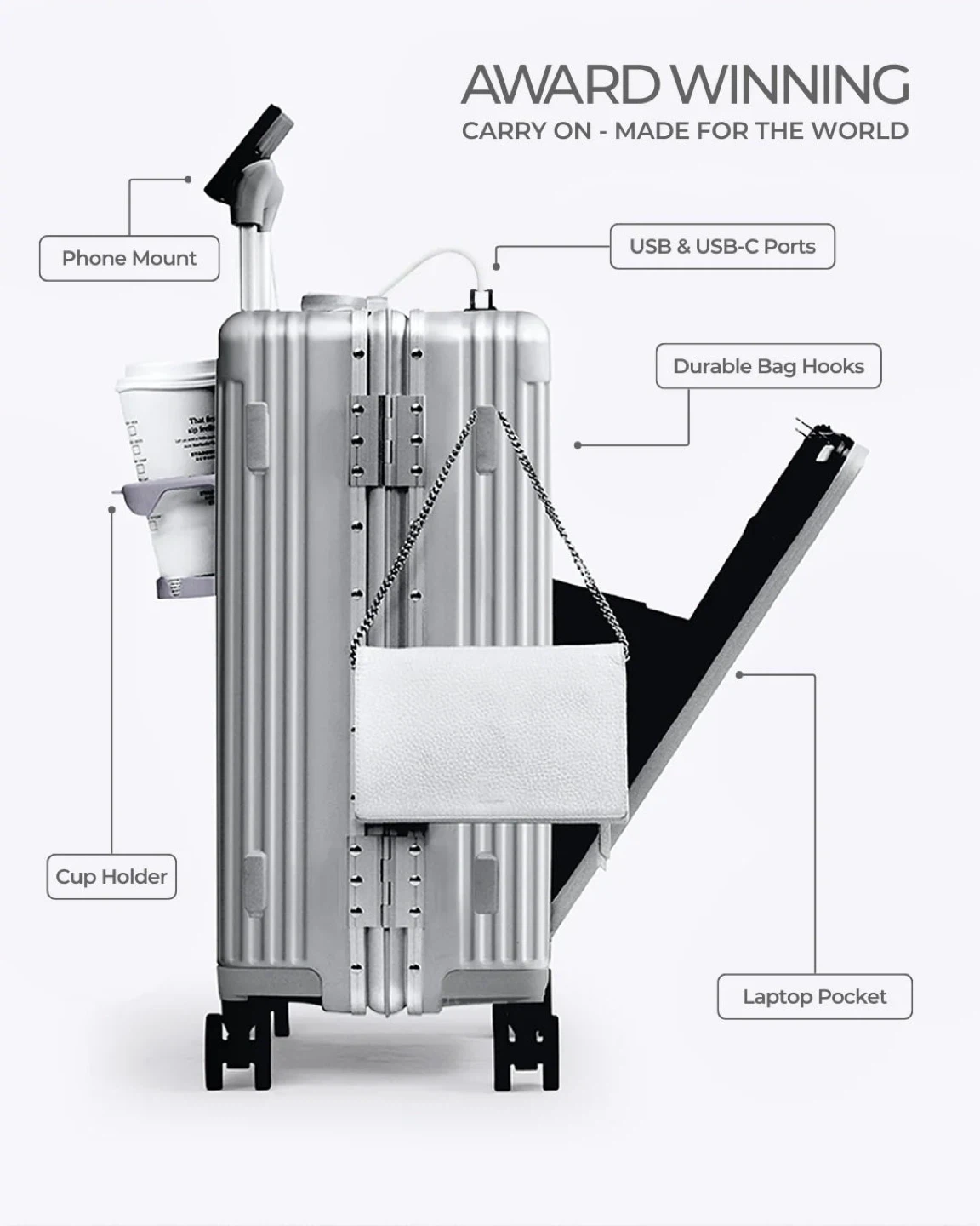 NOBL Aluminum Carry-On Luggage - Silver - New in Box! - photo 3
