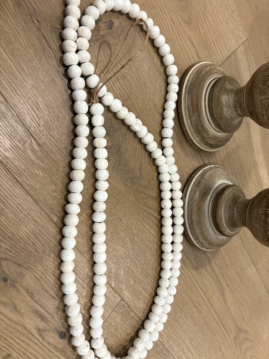 Wood Candle Holders & Bead Garland - photo 2