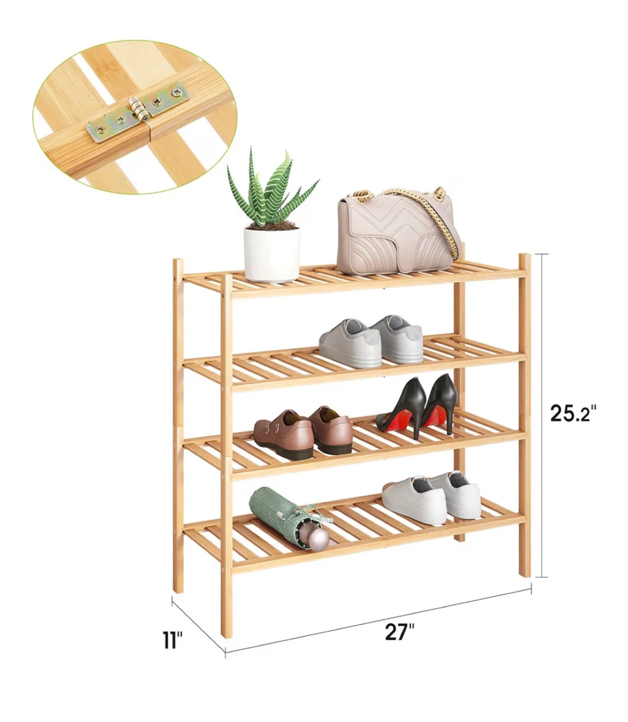 Bamboo 4-Tier Shoe Rack Organizer - photo 3