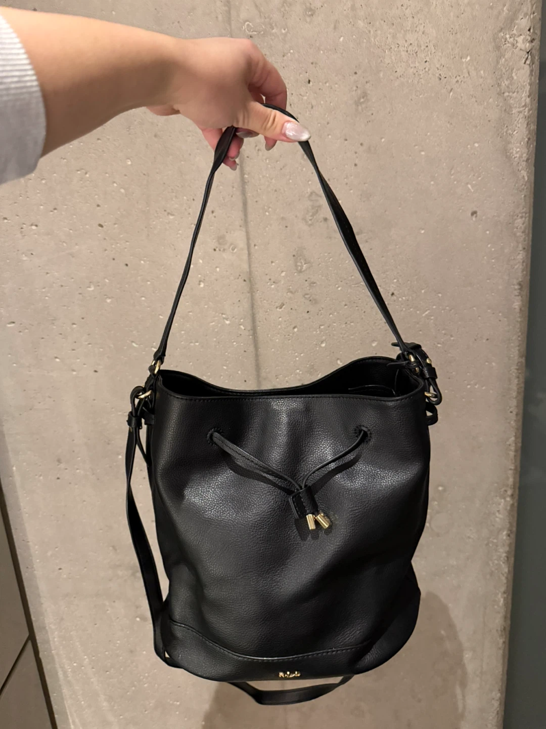 Ralph Lauren Black Leather Bucket Bag
