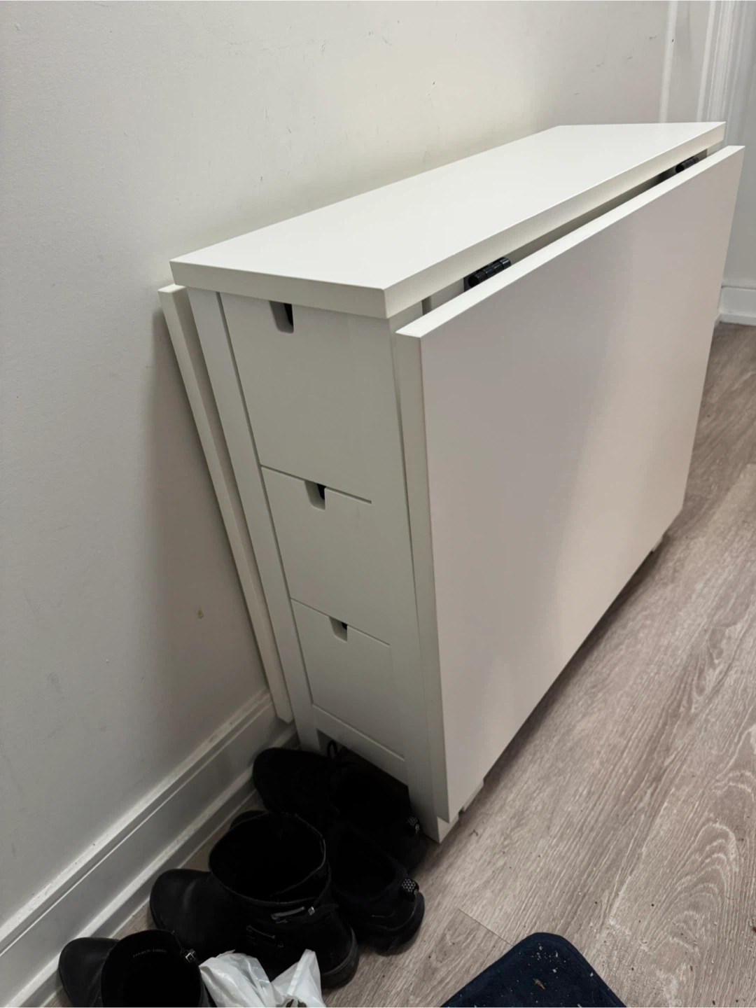 White Folding Drop Leaf Table - photo 5