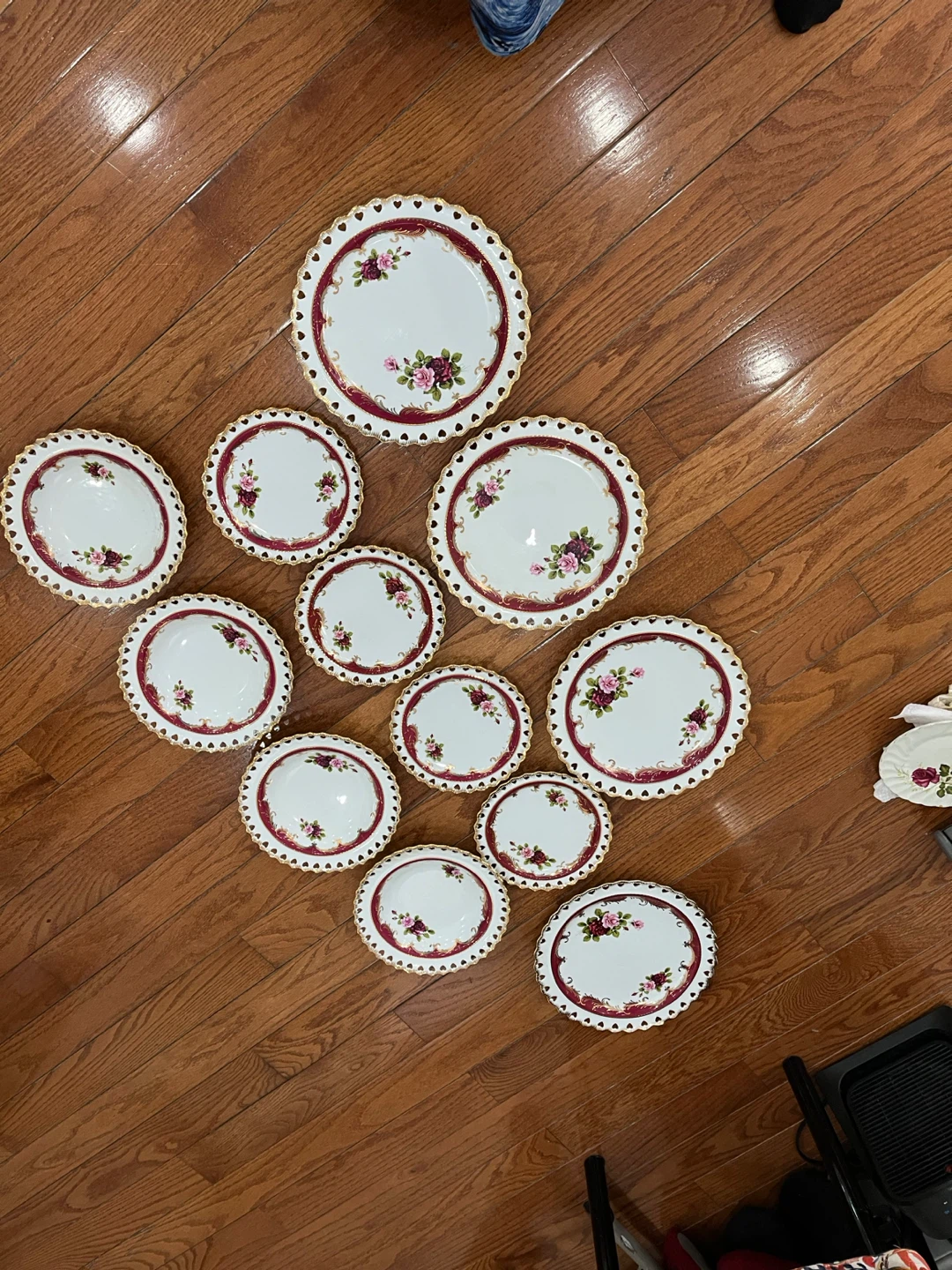 Vintage Floral China Plates Set