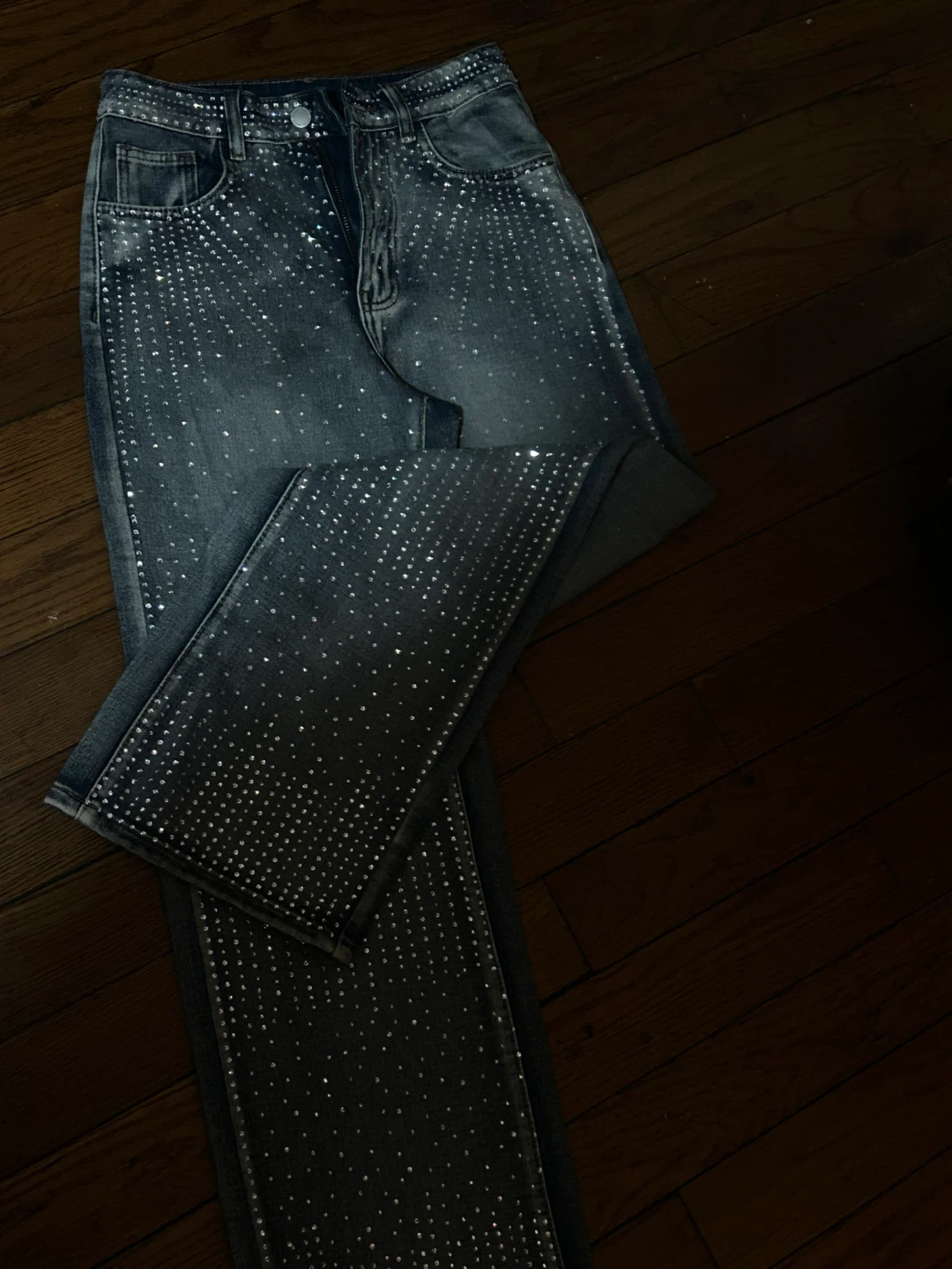 Rhinestone Embellished Wide Leg Jeans - photo 4