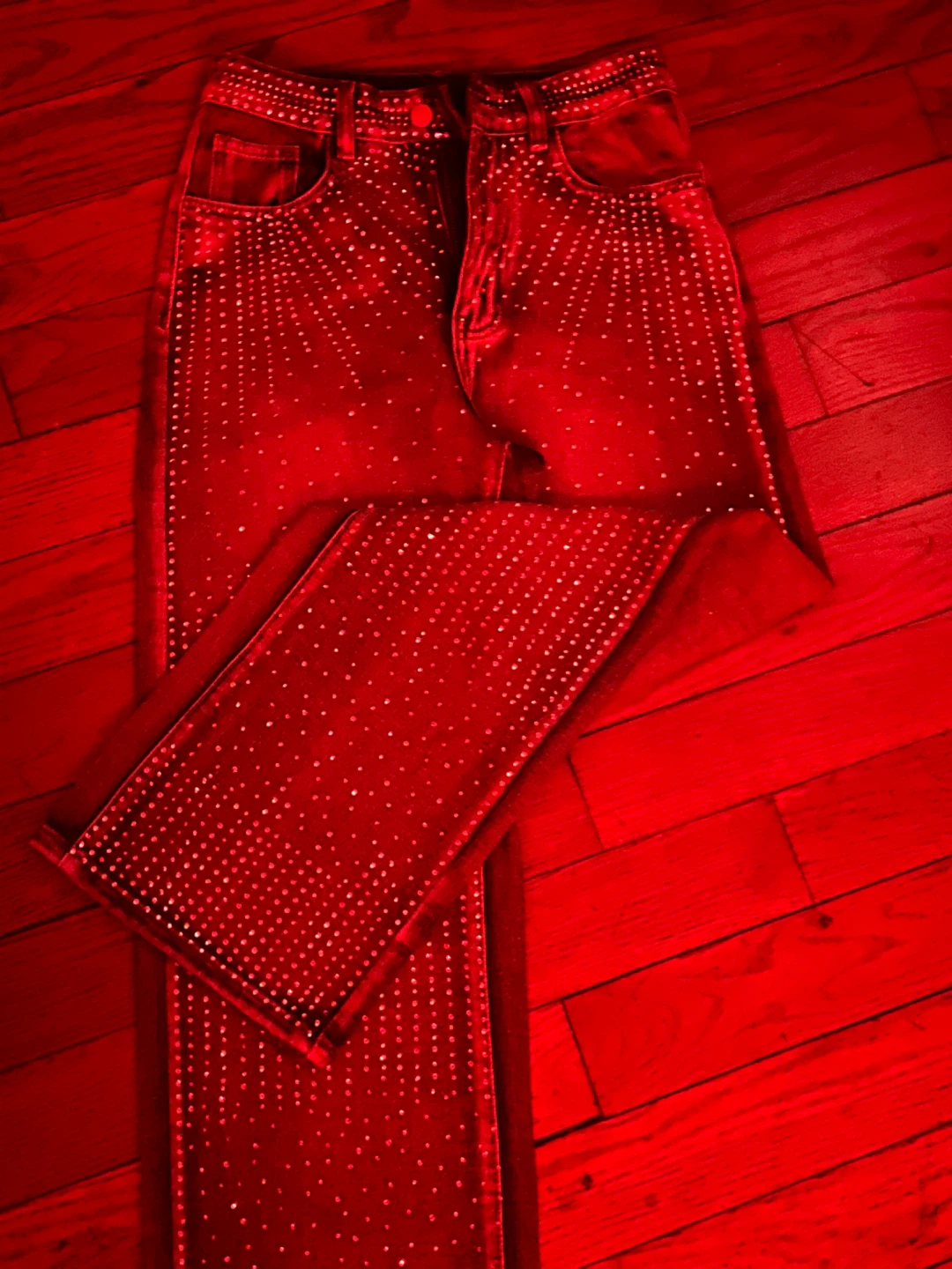 Rhinestone Embellished Wide Leg Jeans - photo 3