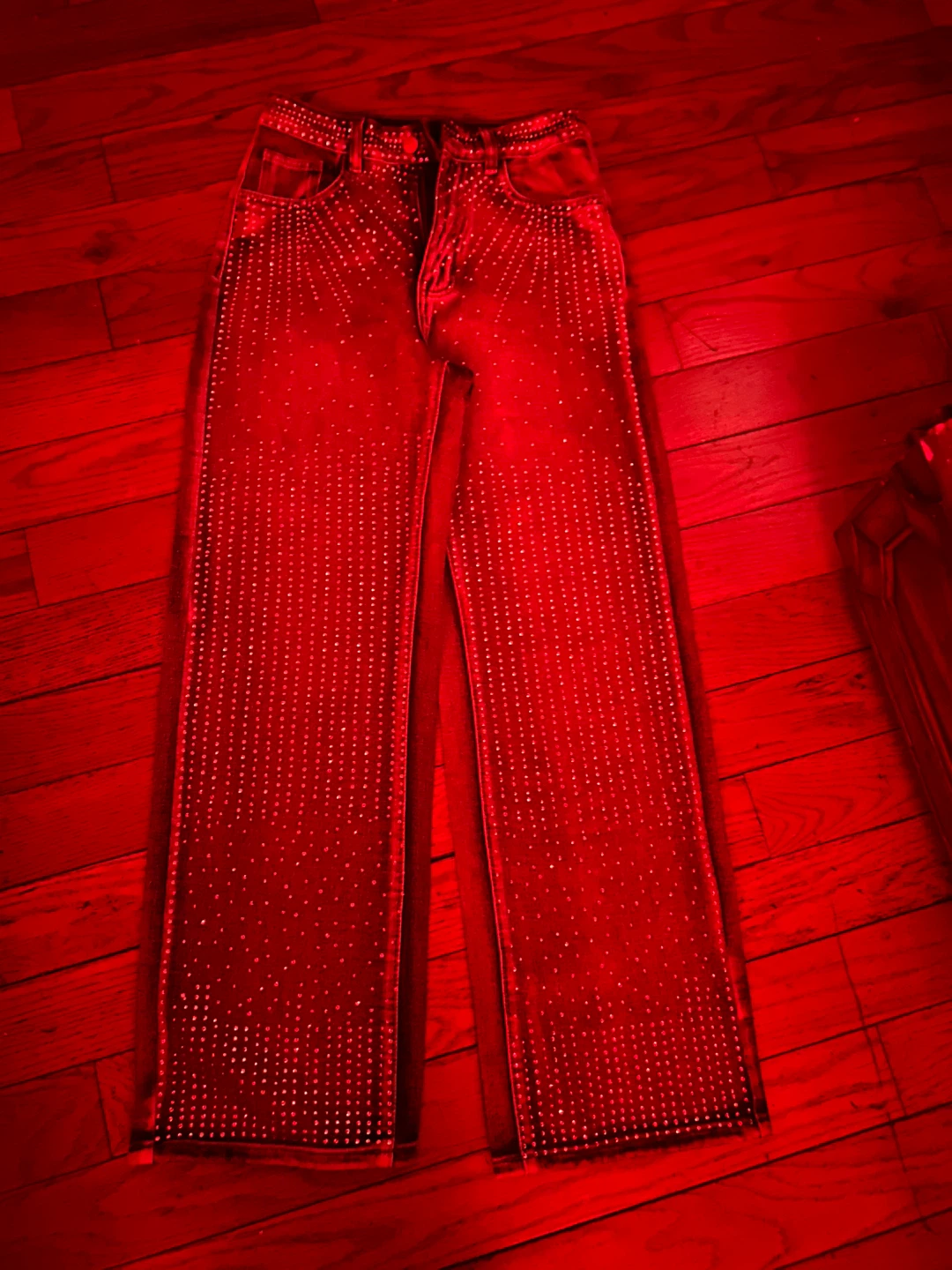 Rhinestone Embellished Wide Leg Jeans - photo 2