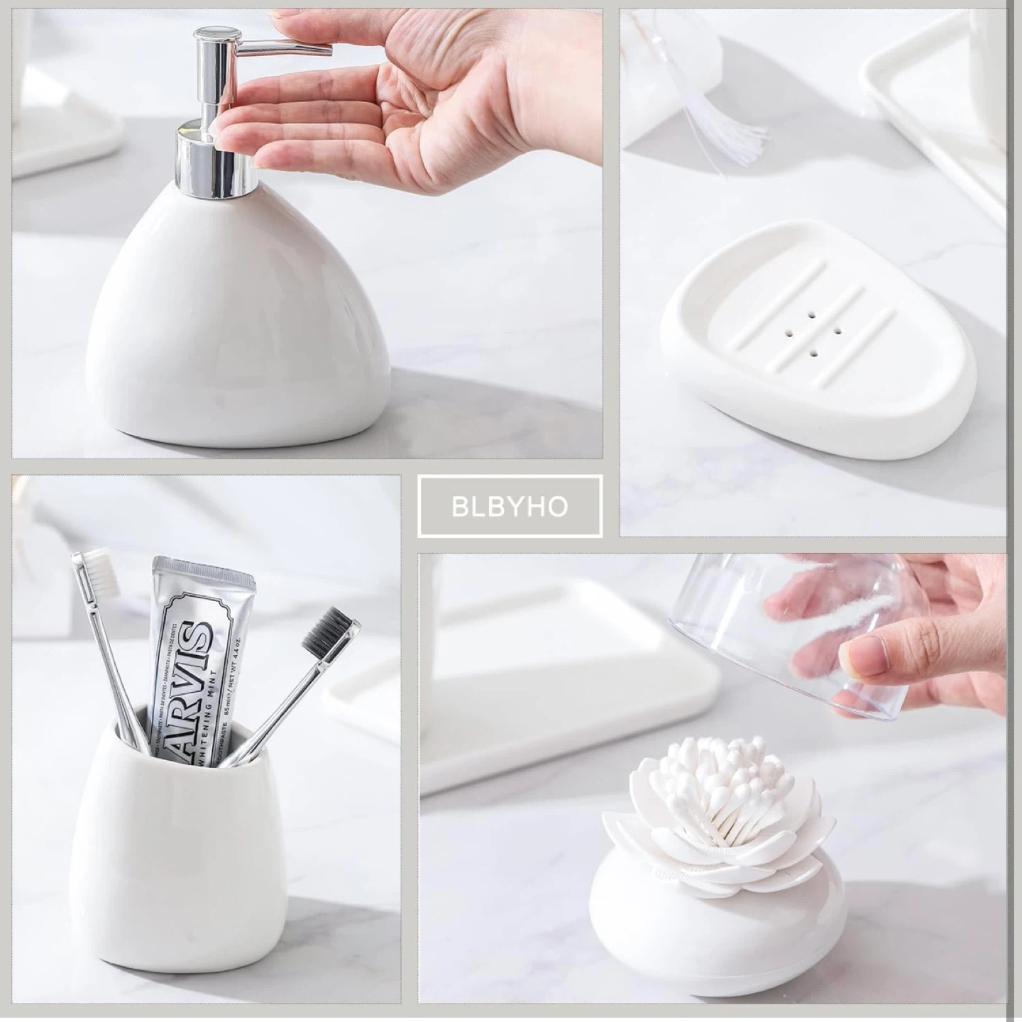 6-Piece White Ceramic Bathroom Set - photo 4