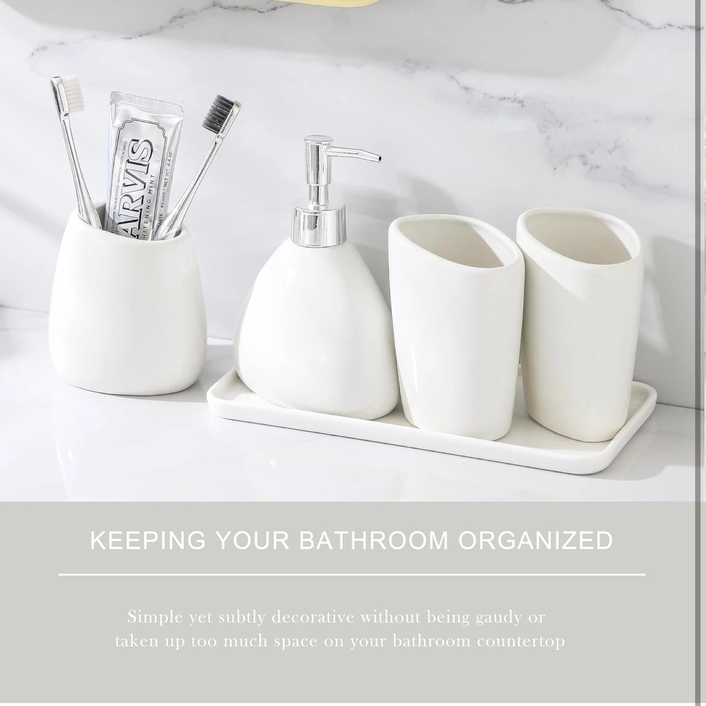 6-Piece White Ceramic Bathroom Set - photo 2