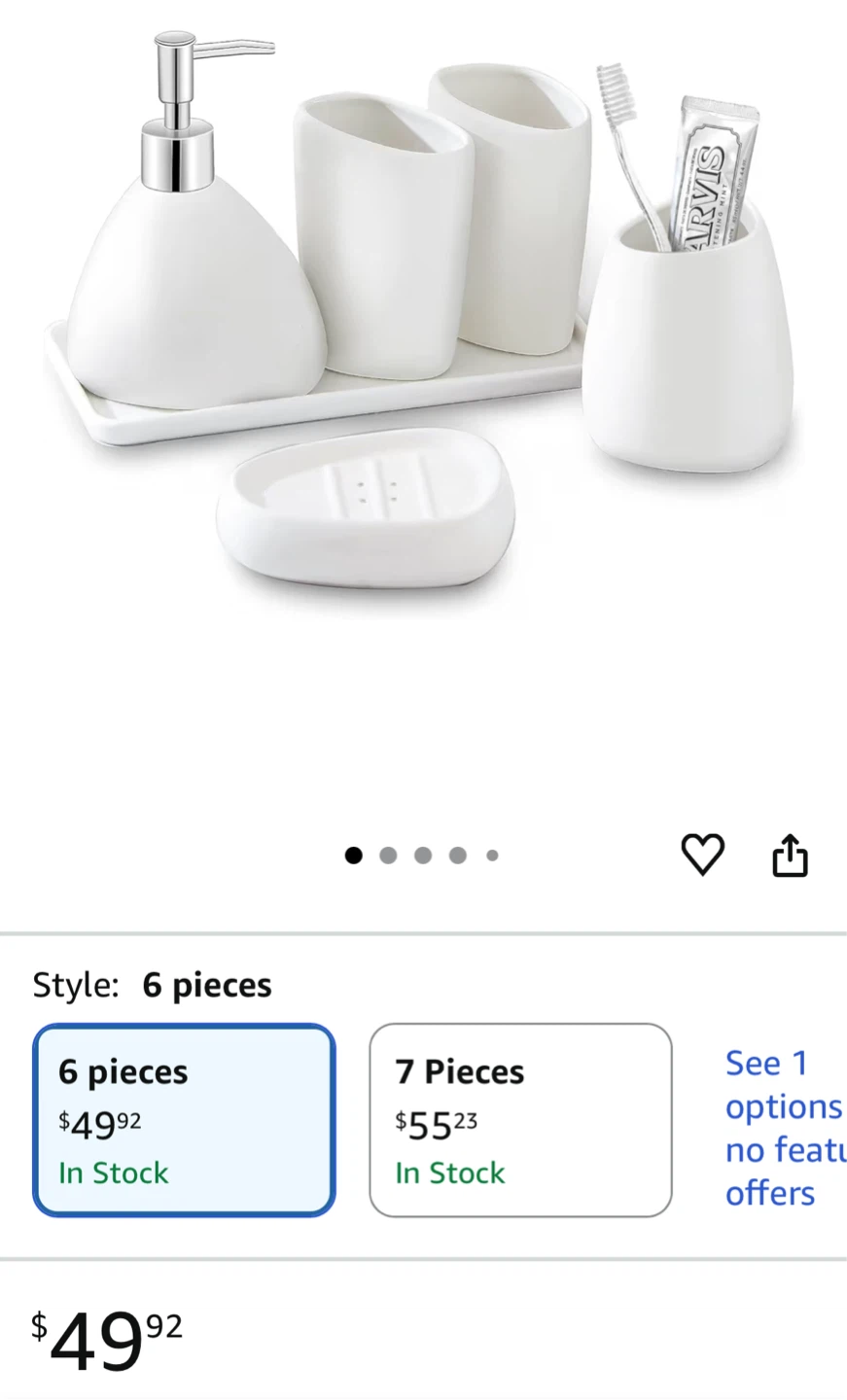 6-Piece White Ceramic Bathroom Set