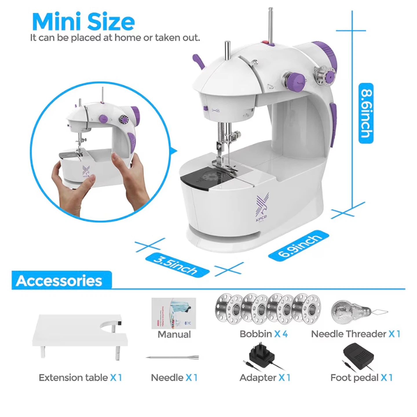 KPCB Tech Mini Sewing Machine with Extension Table - photo 2