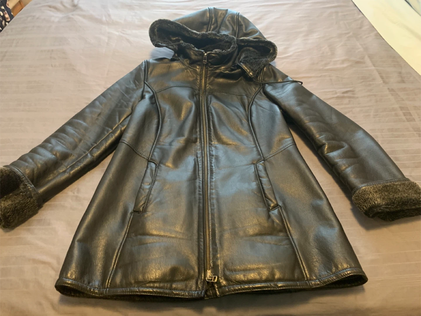 Danier Black Leather Jacket - Size S/P