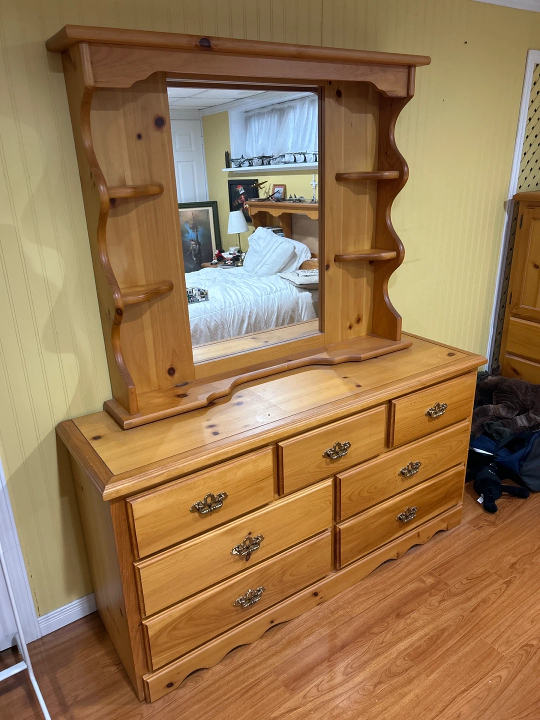Wooden Dresser with Mirror