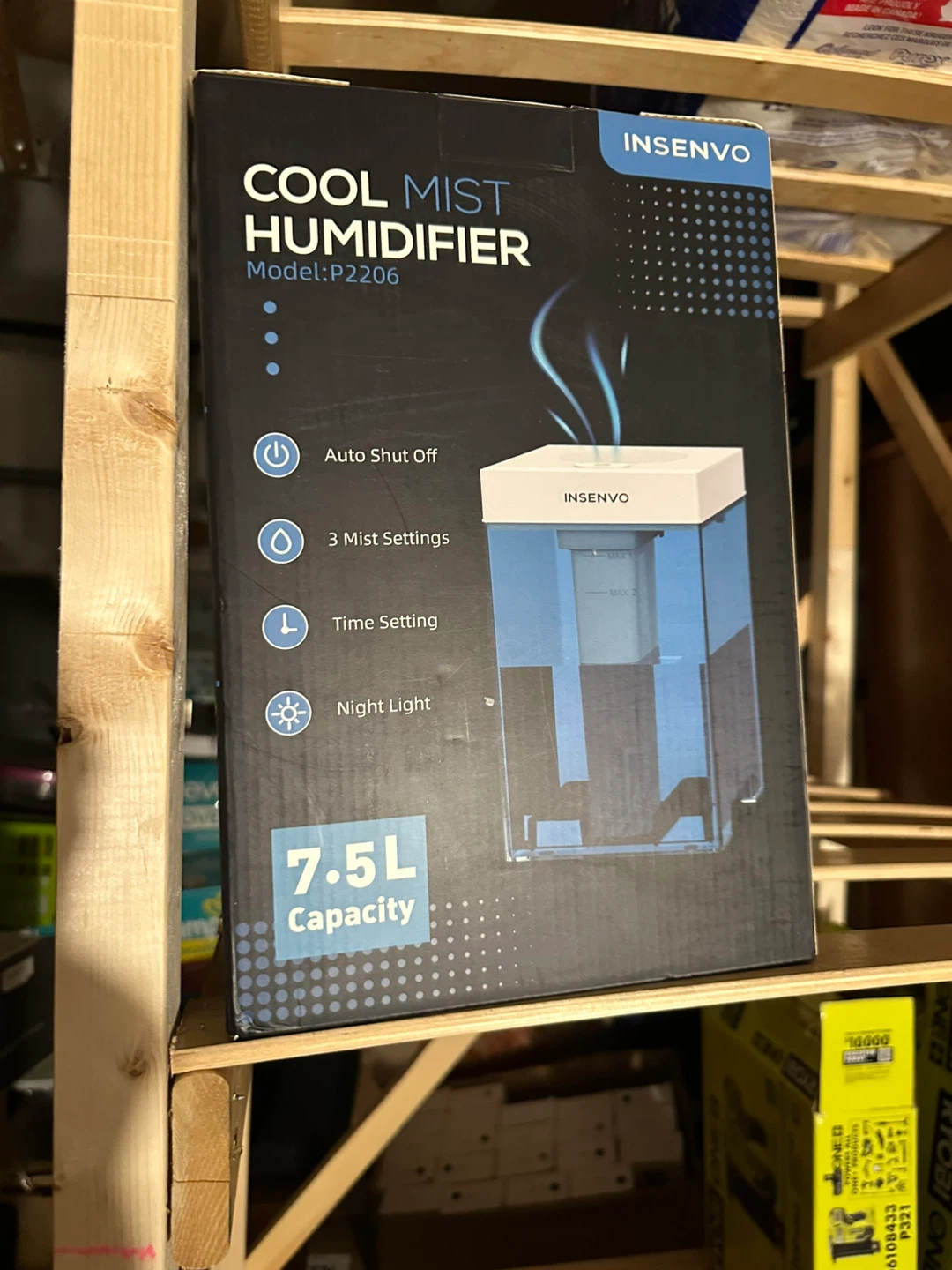 Insenvo Cool Mist Humidifier - 7.5L Capacity, New in Box!