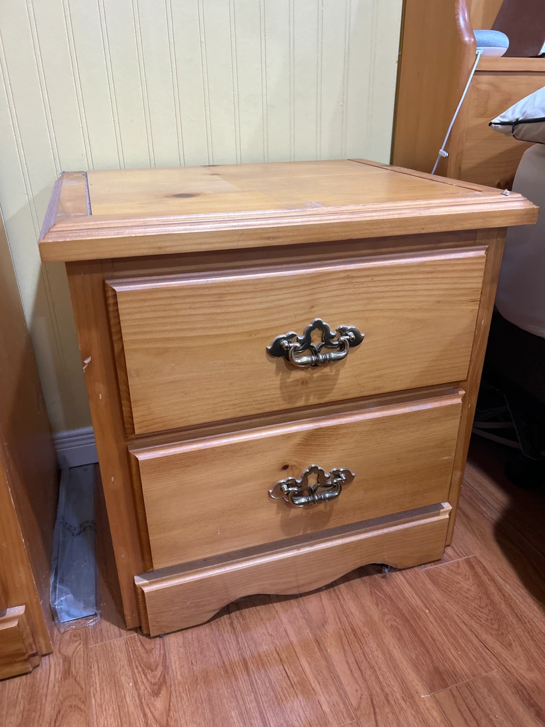 Wooden 2-Drawer Bedside Table