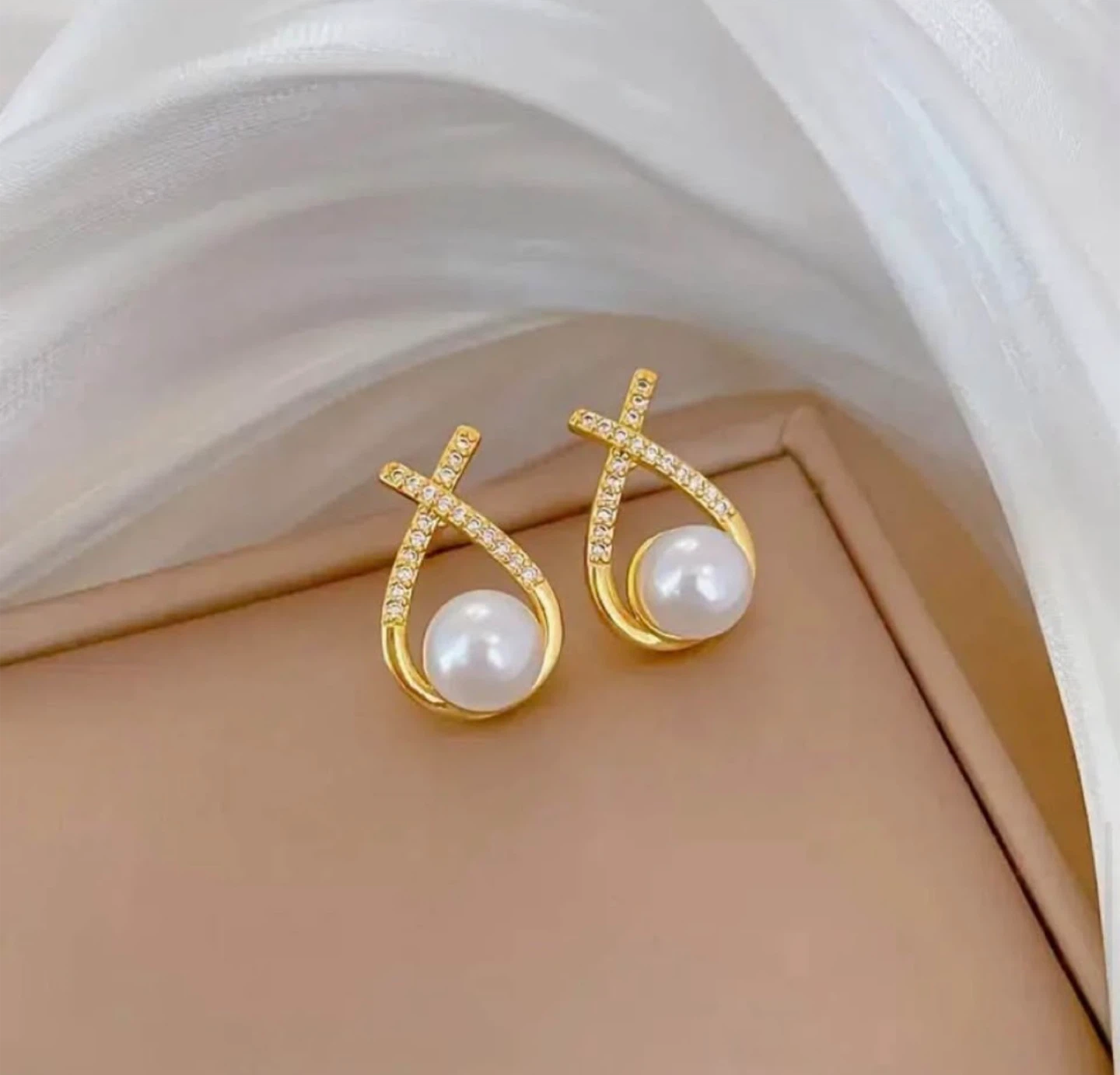 Pearl Drop Necklace & Earring Set - Gold - photo 3