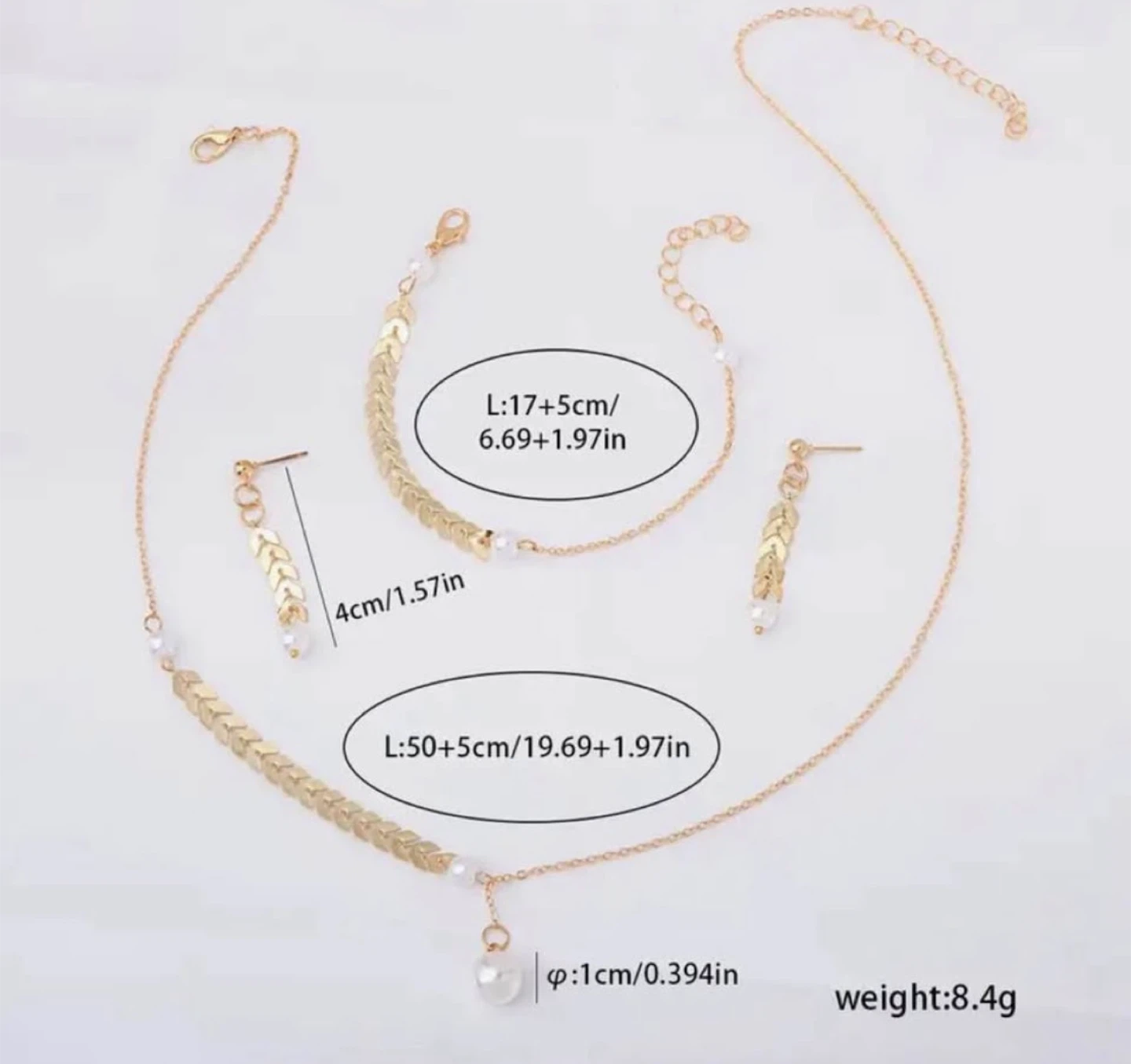 Gold Leaf & Pearl Jewellery Set - photo 4
