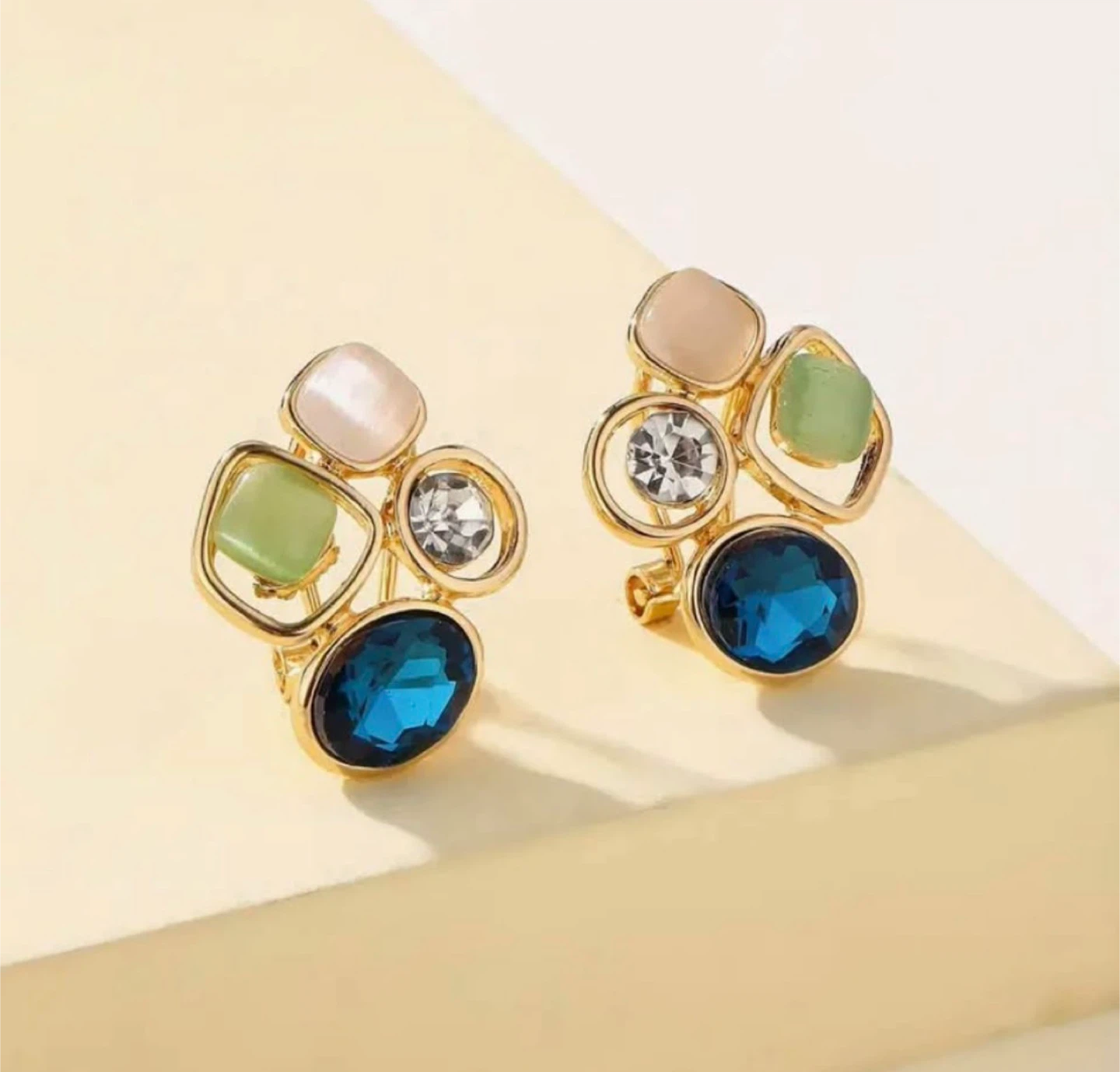 Necklace & Earrings Set - Blue, Green, Gold - photo 4