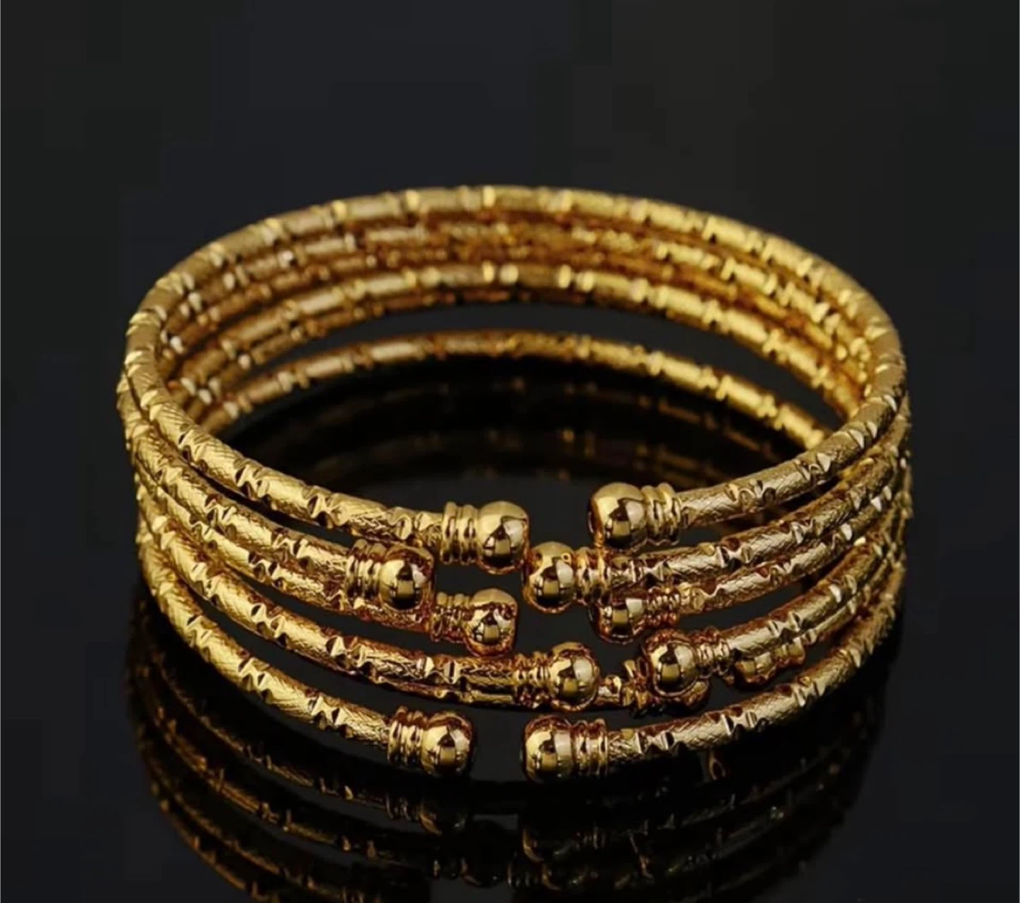 Gold Tone Bangle Bracelet Set