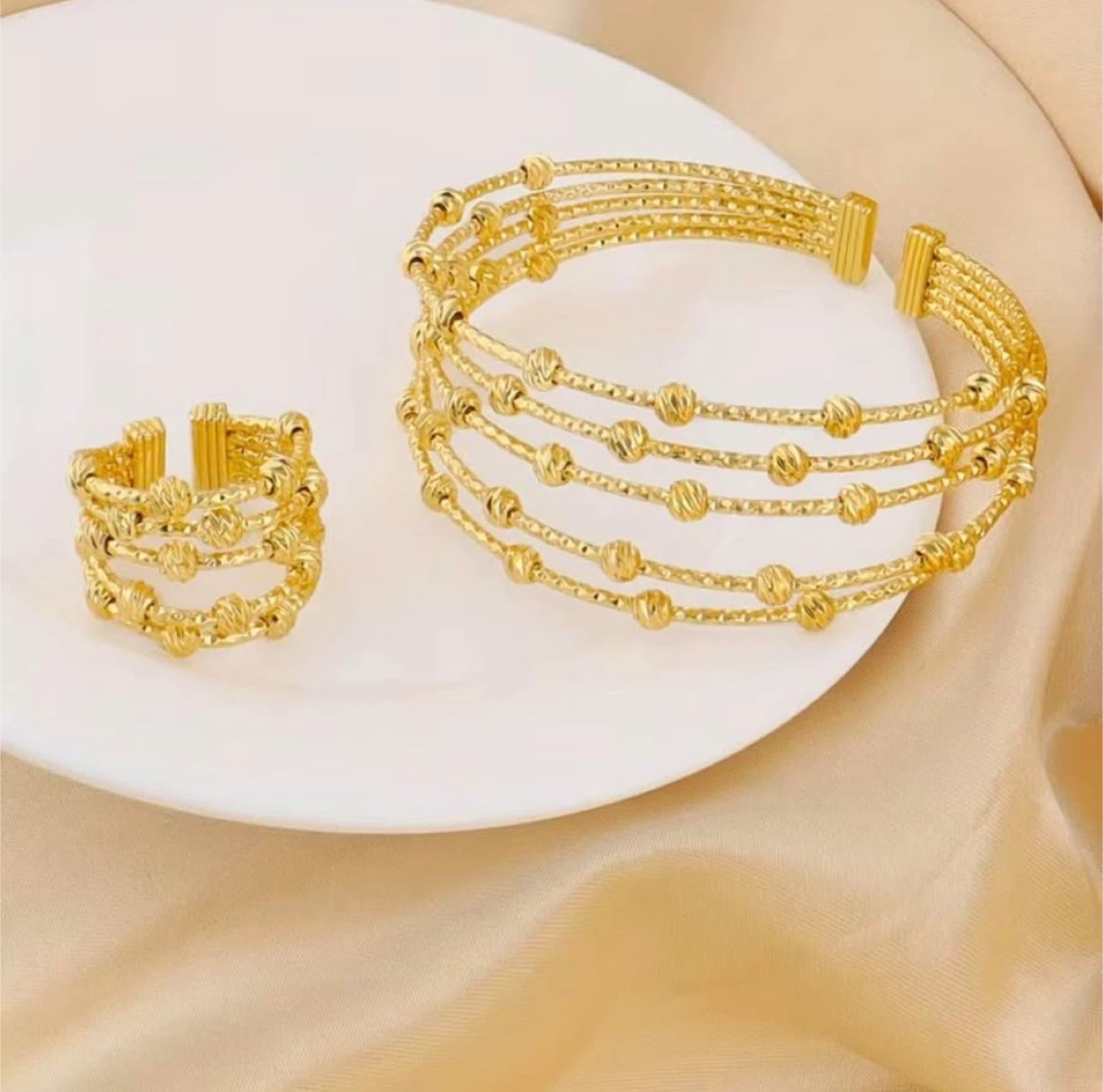 Gold Bangle Bracelet & Ring Set - photo 2