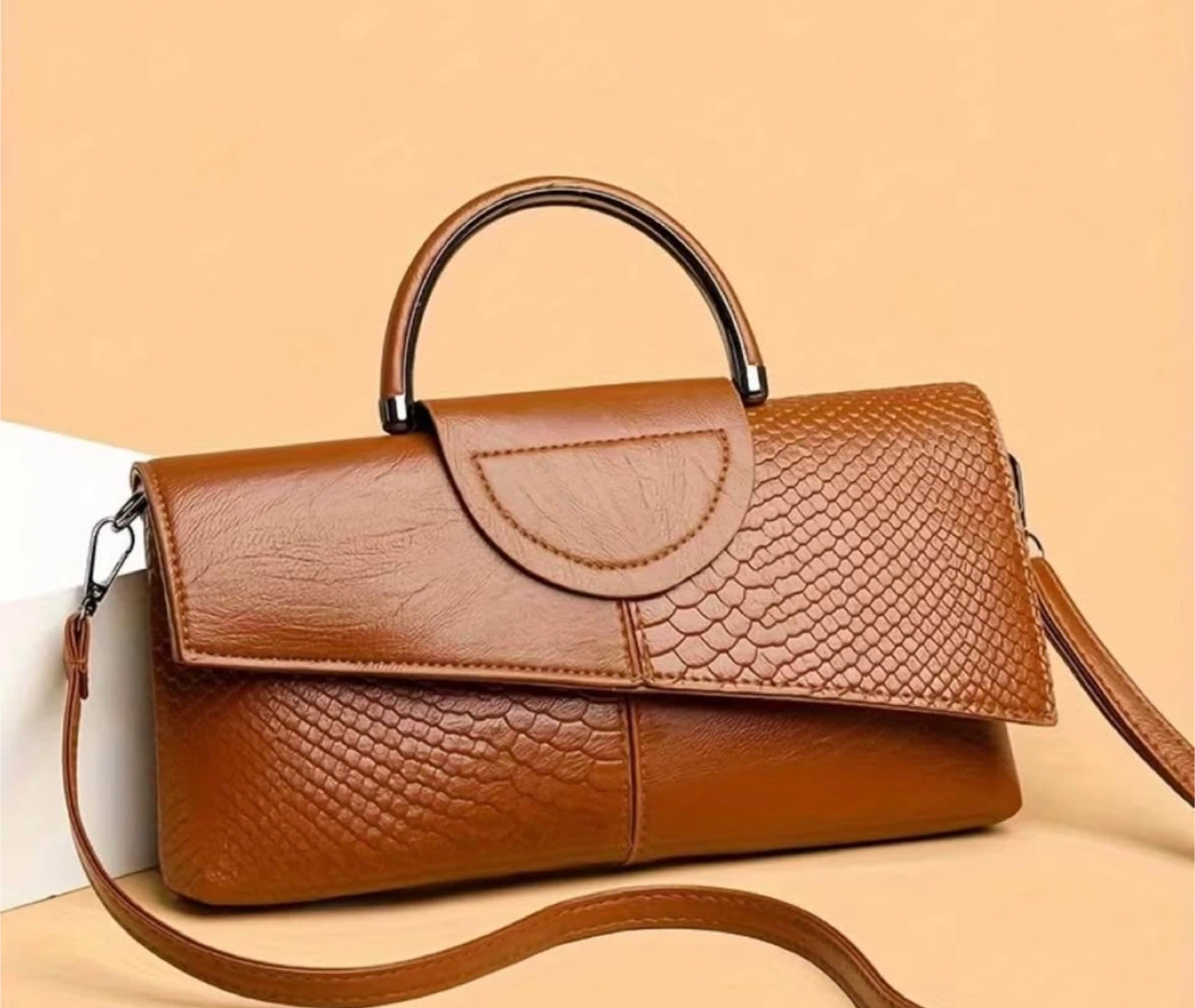 Brown Snakeskin Pattern Handbag