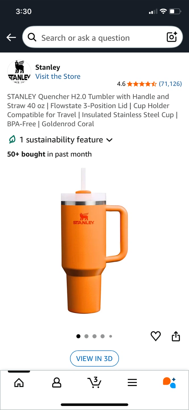 Brand New Stanley Quencher H2.0 Tumbler 40 oz Goldenrod Coral