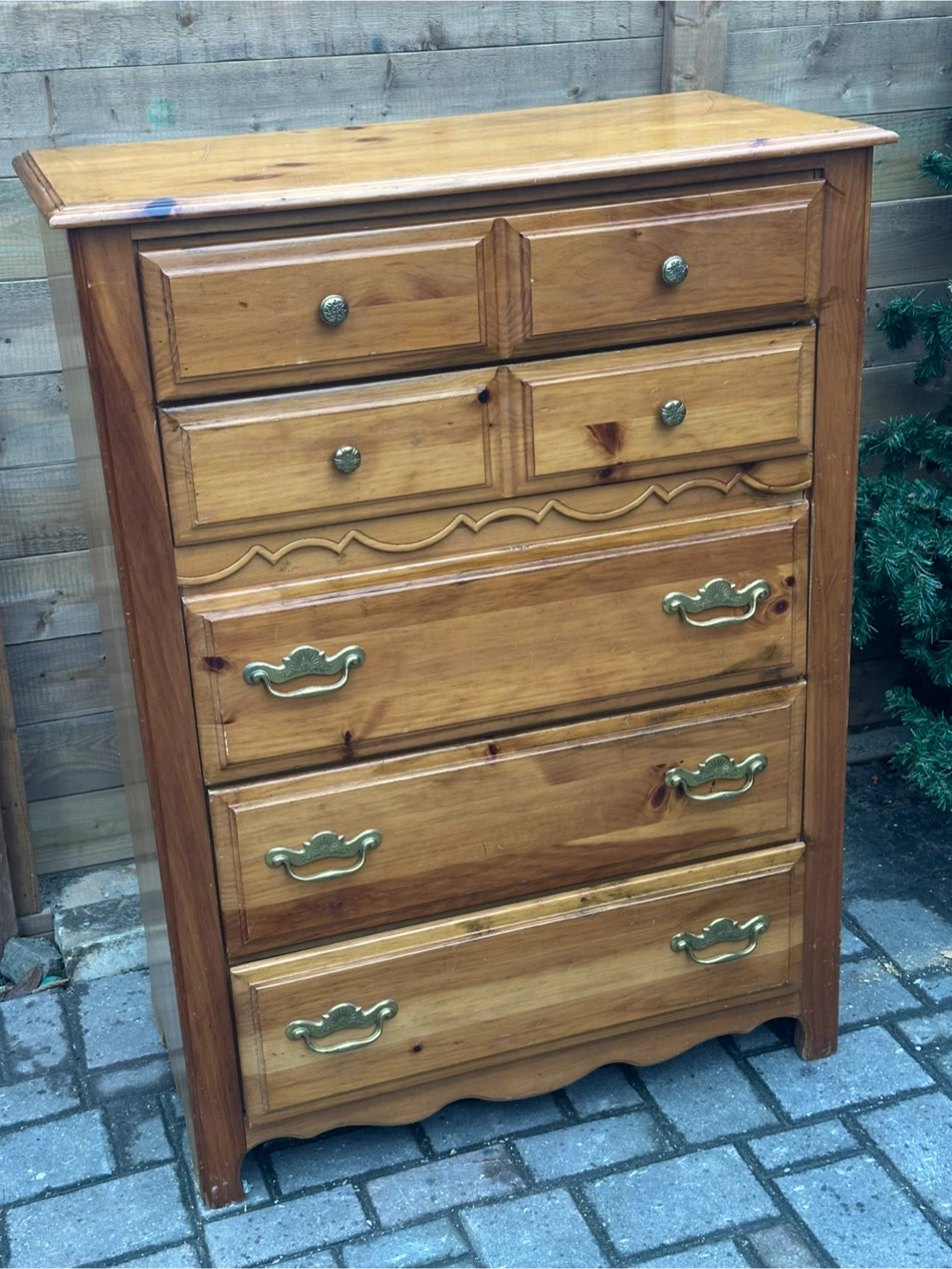 Real Natural Wood 5-Drawer Dresser