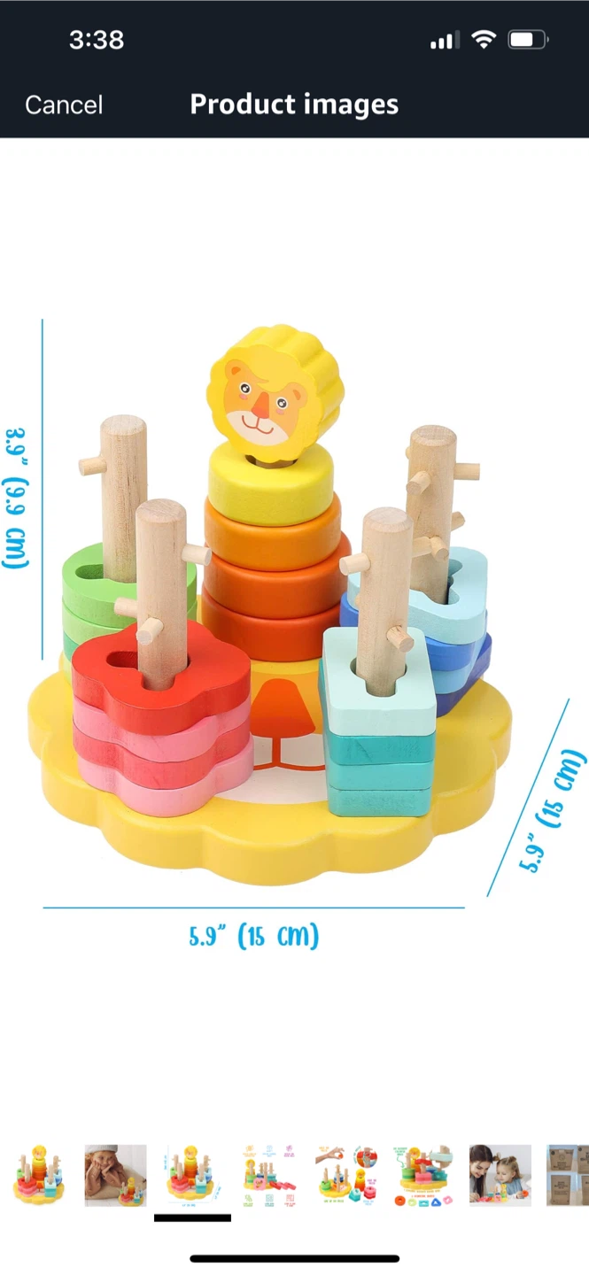 New-Wooden Stacking Toy - Shape & Color Recognition