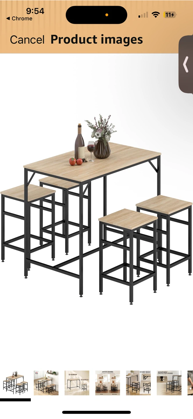 5-Piece Dining Table Set with 4 Stools - photo 4