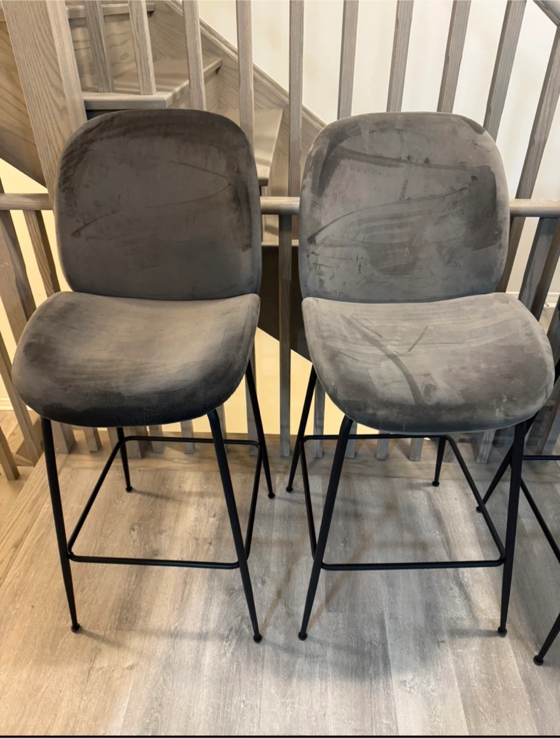 Velvet Barstools - Grey