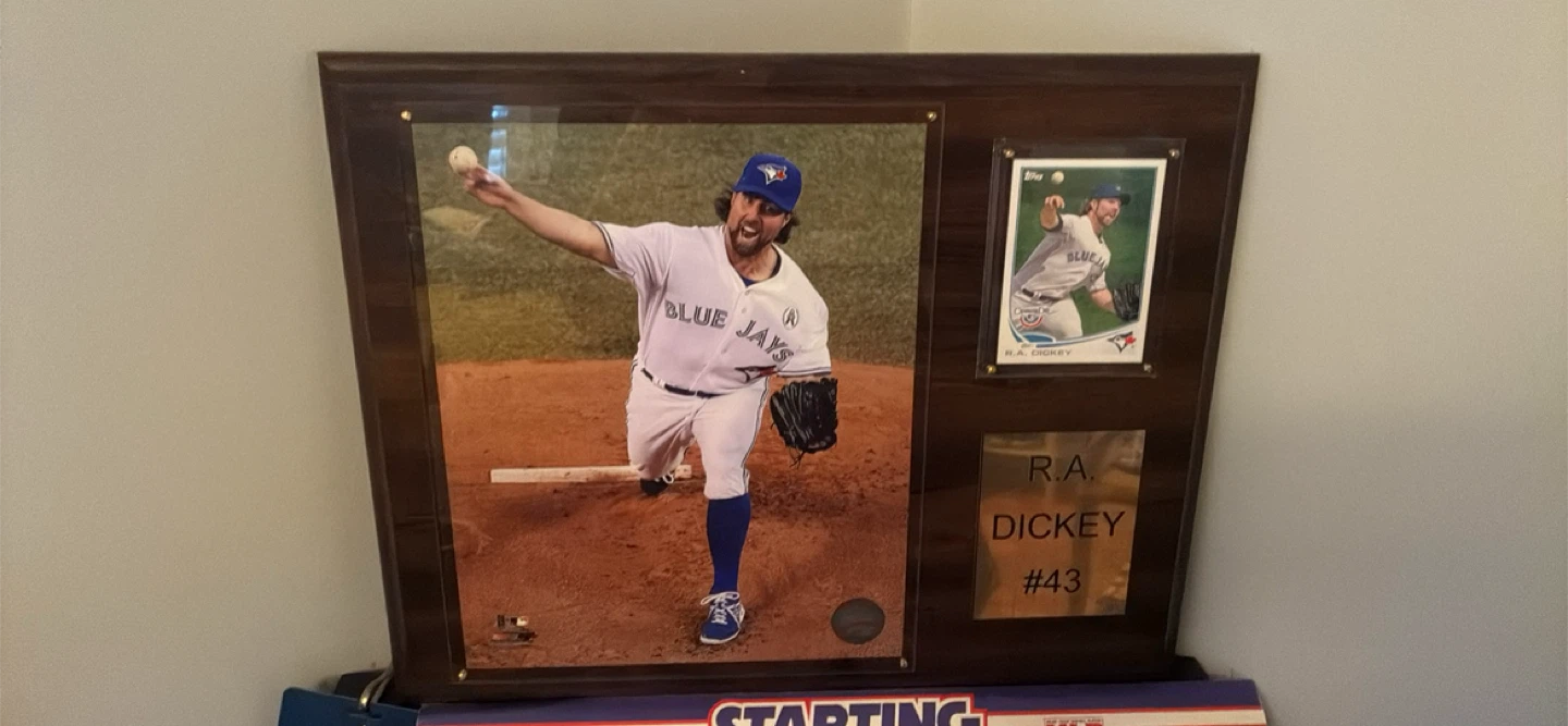 R.A. Dickey Blue Jays Framed Photo
