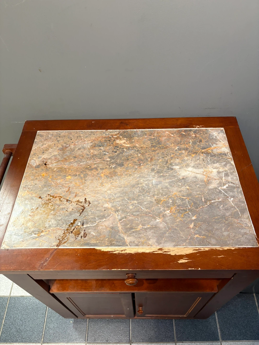 Wooden Kitchen Cart with Marble Top - photo 3