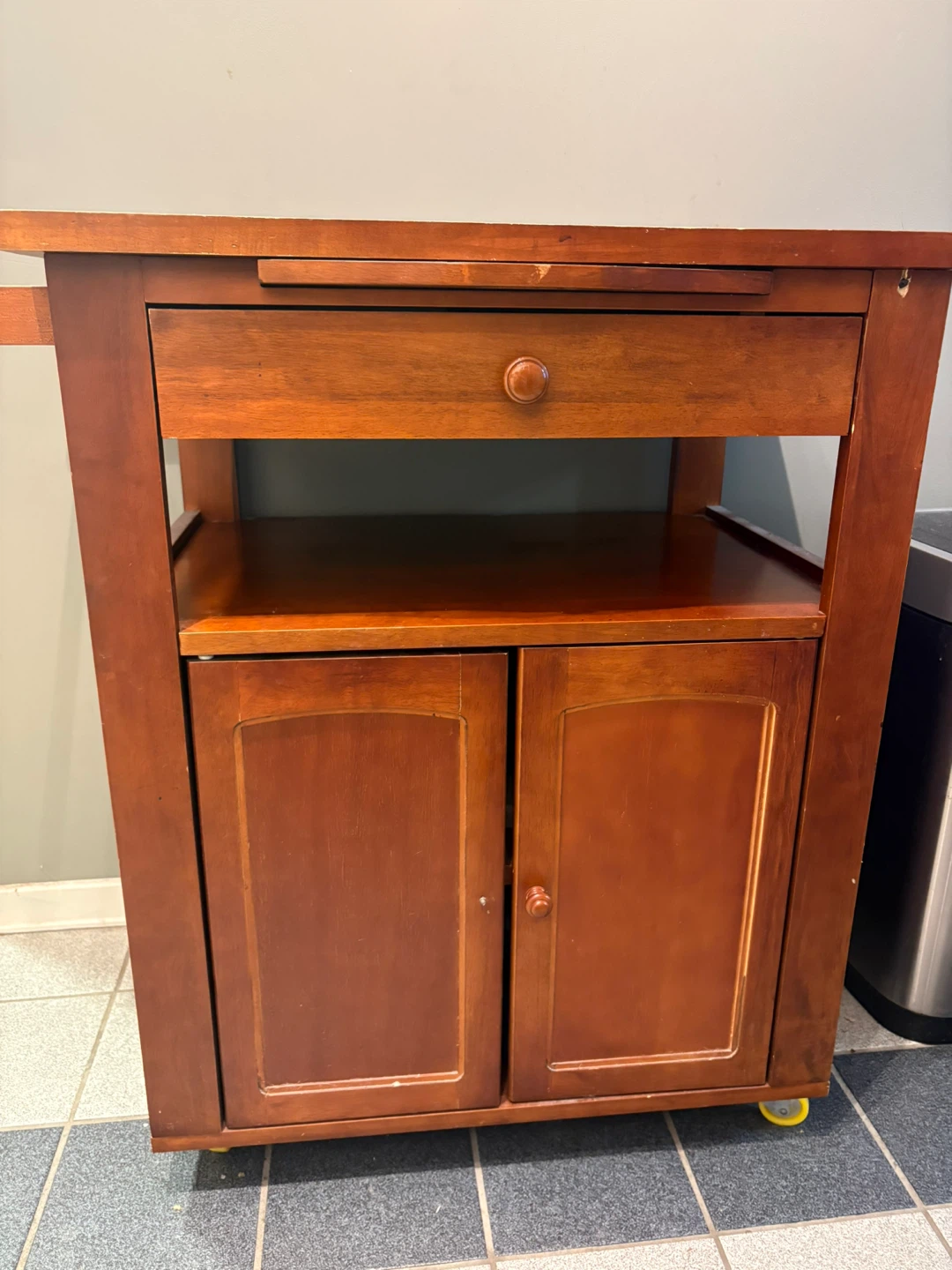 Wooden Kitchen Cart with Marble Top